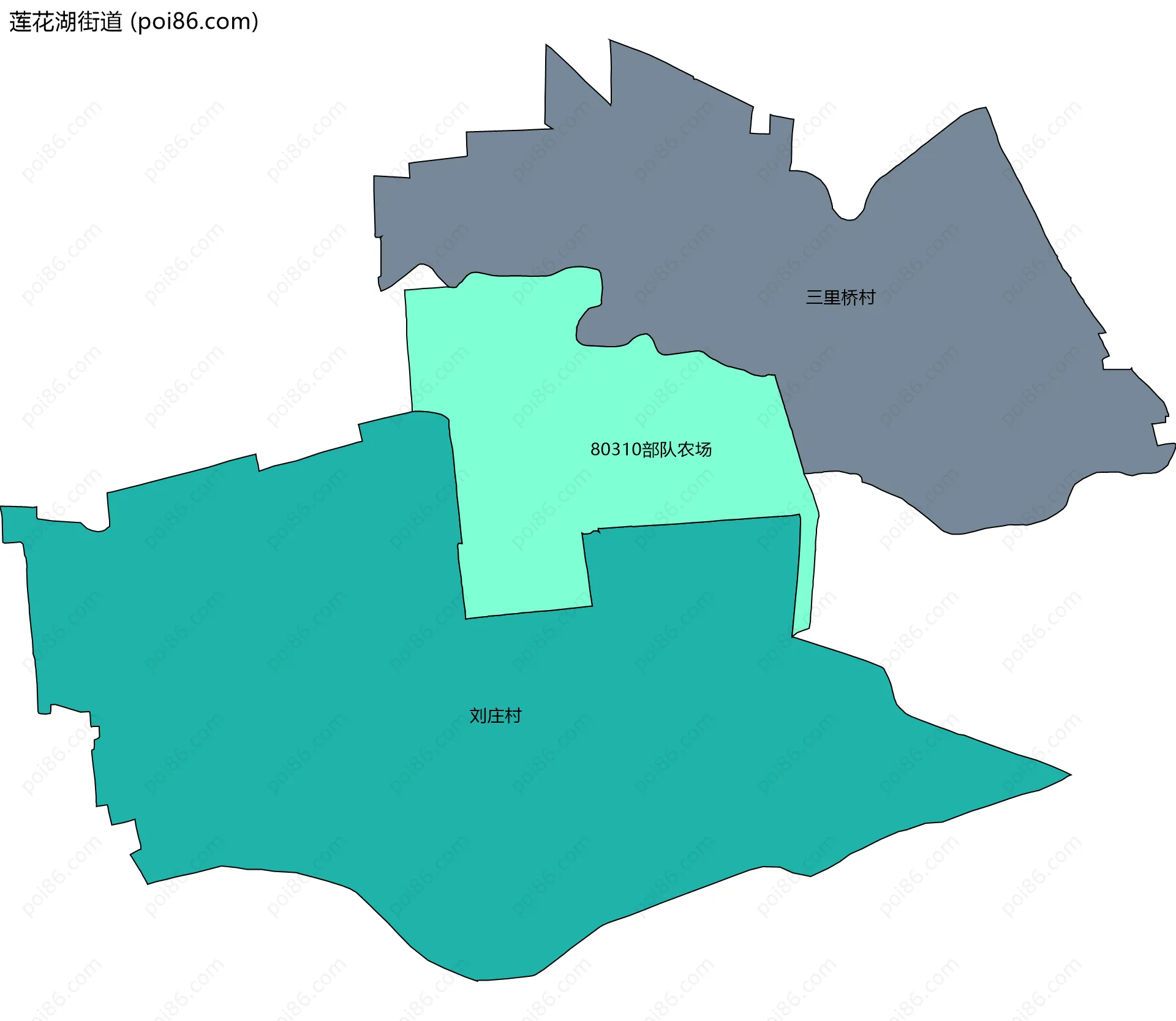 莲花湖街道边界地图(五级行政区划)