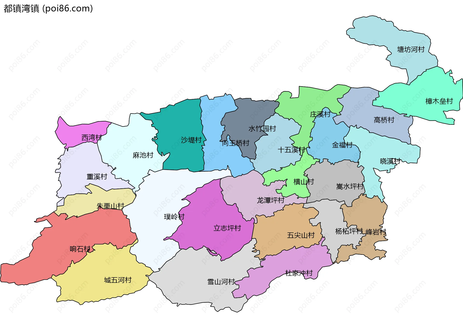 都镇湾镇边界地图(五级行政区划)