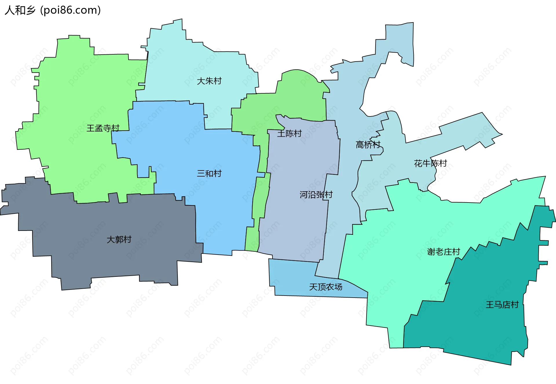 人和乡边界地图(五级行政区划)