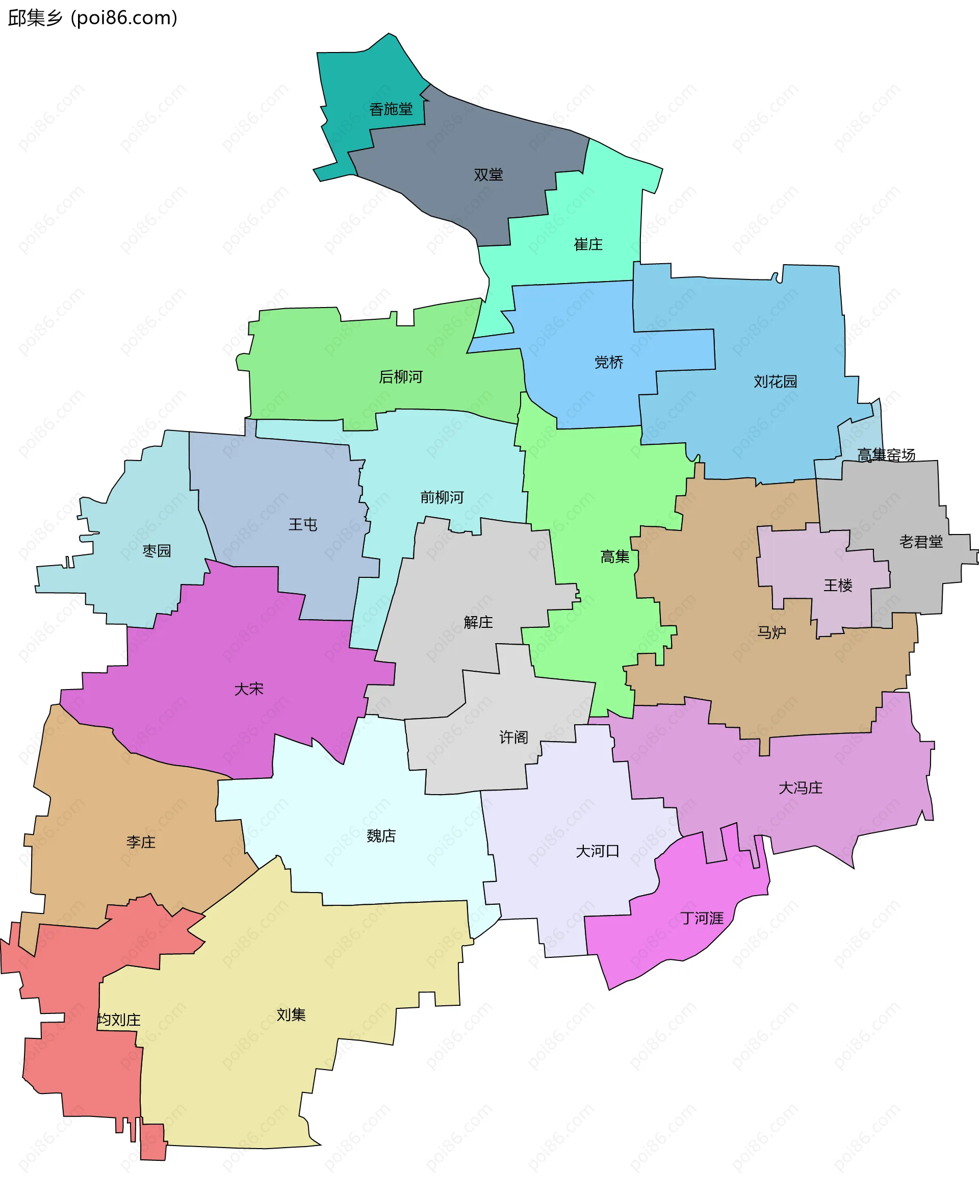 邱集乡边界地图(五级行政区划)