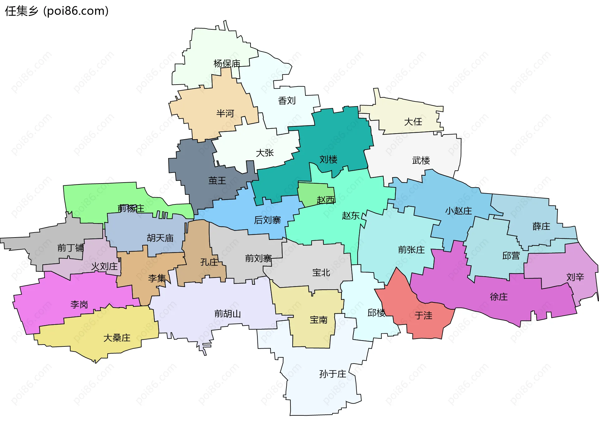 任集乡边界地图(五级行政区划)