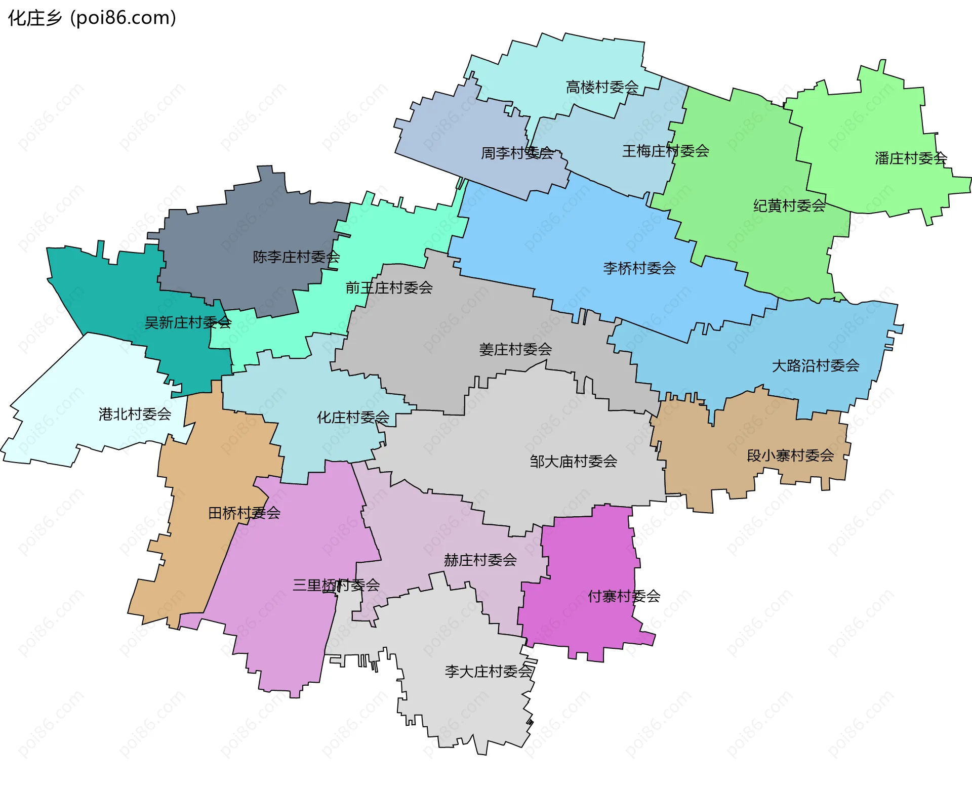 化庄乡边界地图(五级行政区划)