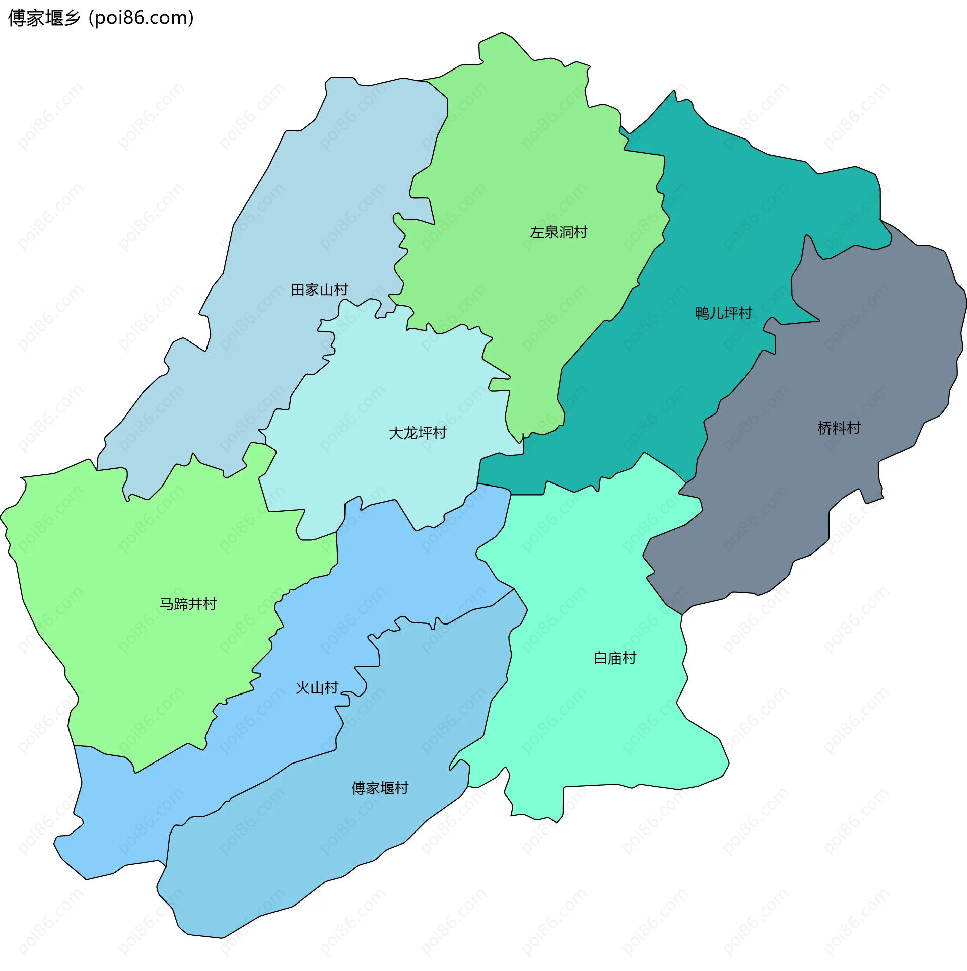 傅家堰乡边界地图(五级行政区划)