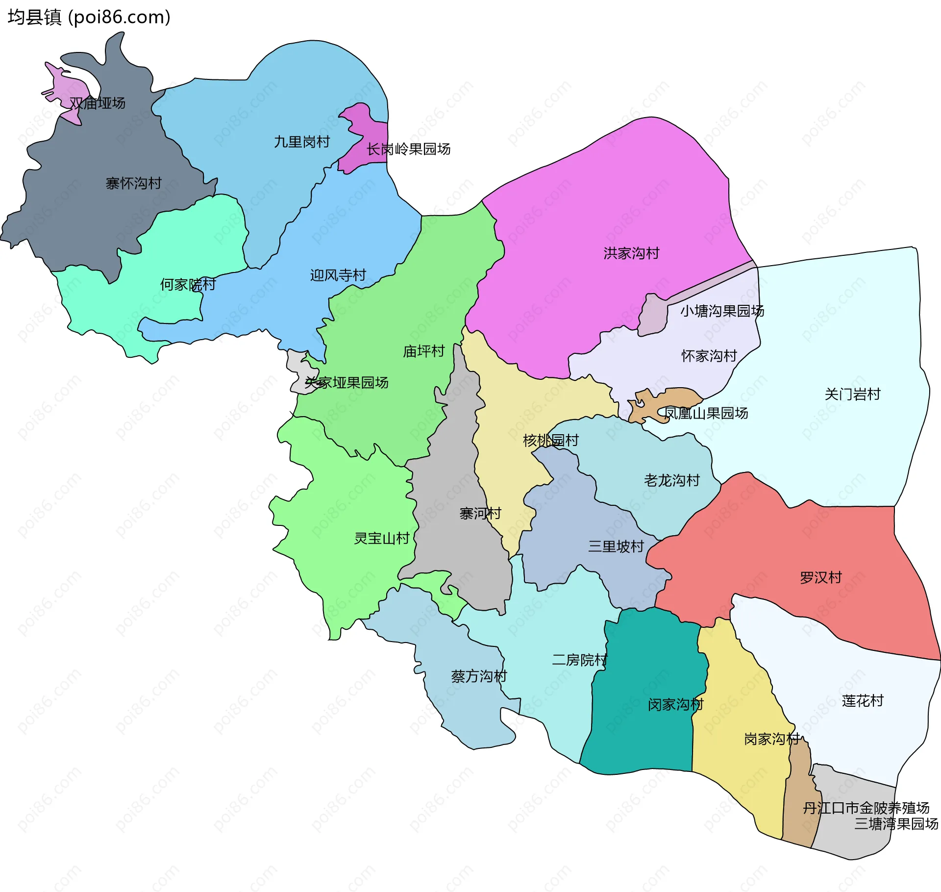 均县镇边界地图(五级行政区划)