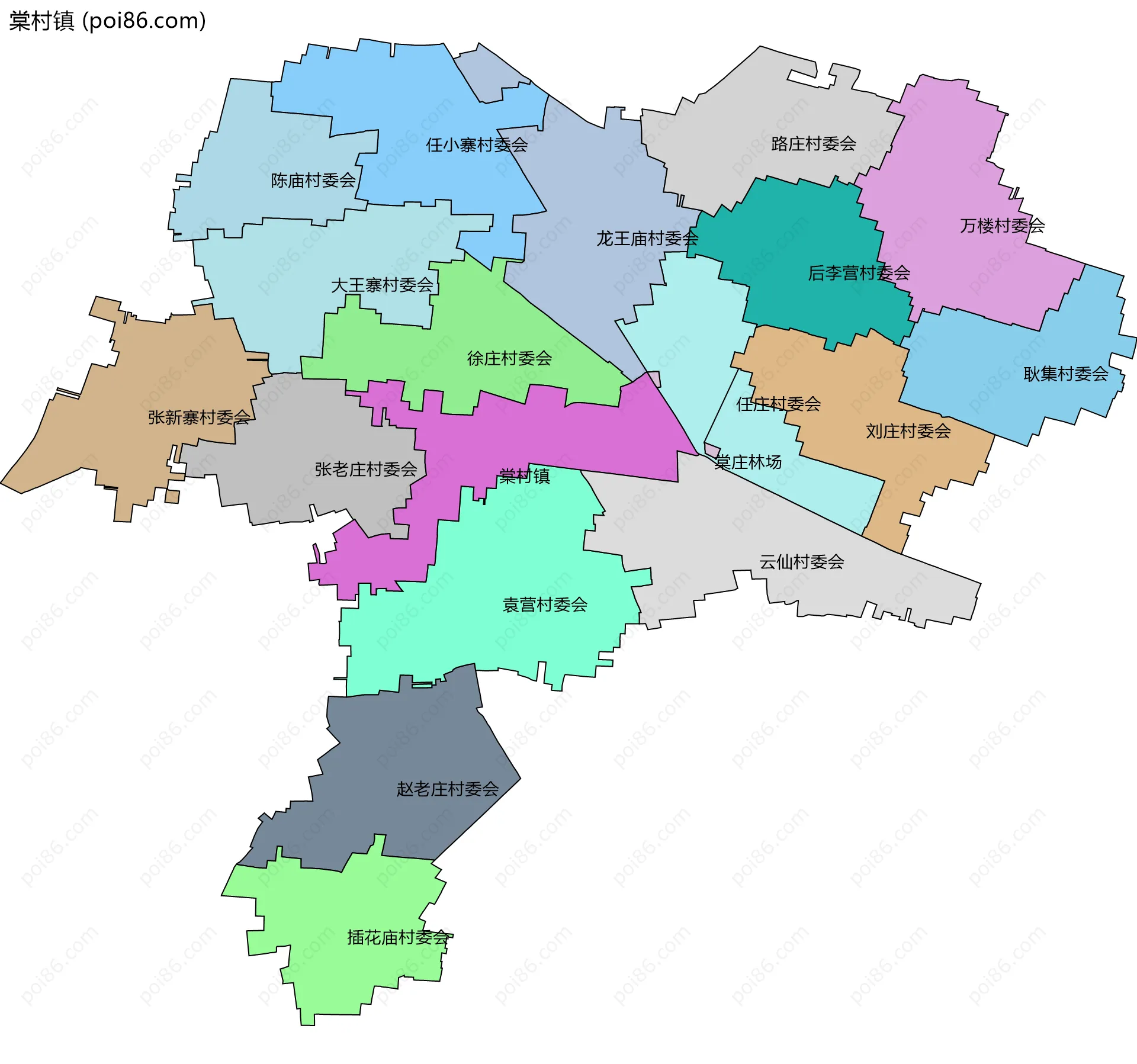 棠村镇边界地图(五级行政区划)