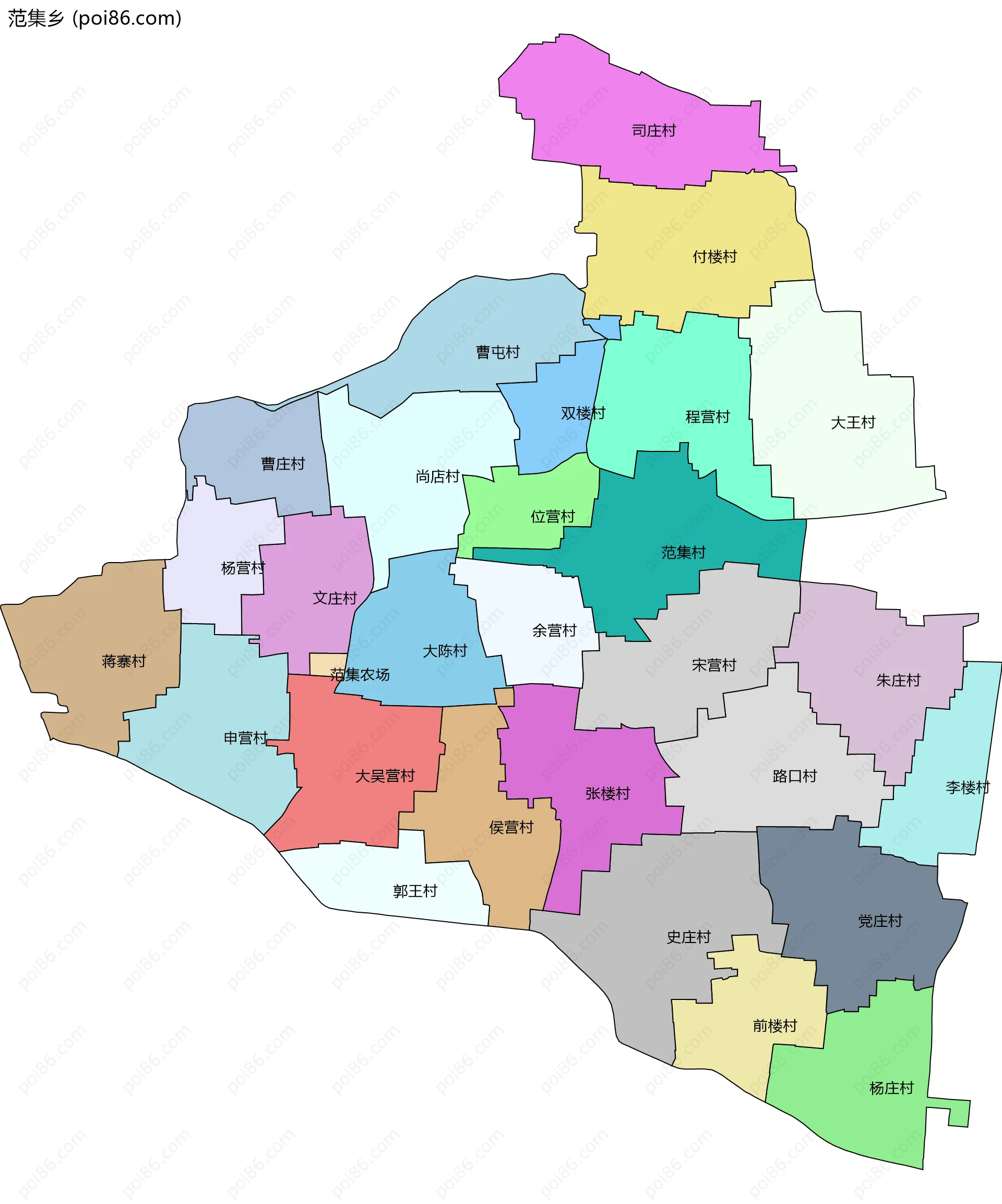 范集乡边界地图(五级行政区划)