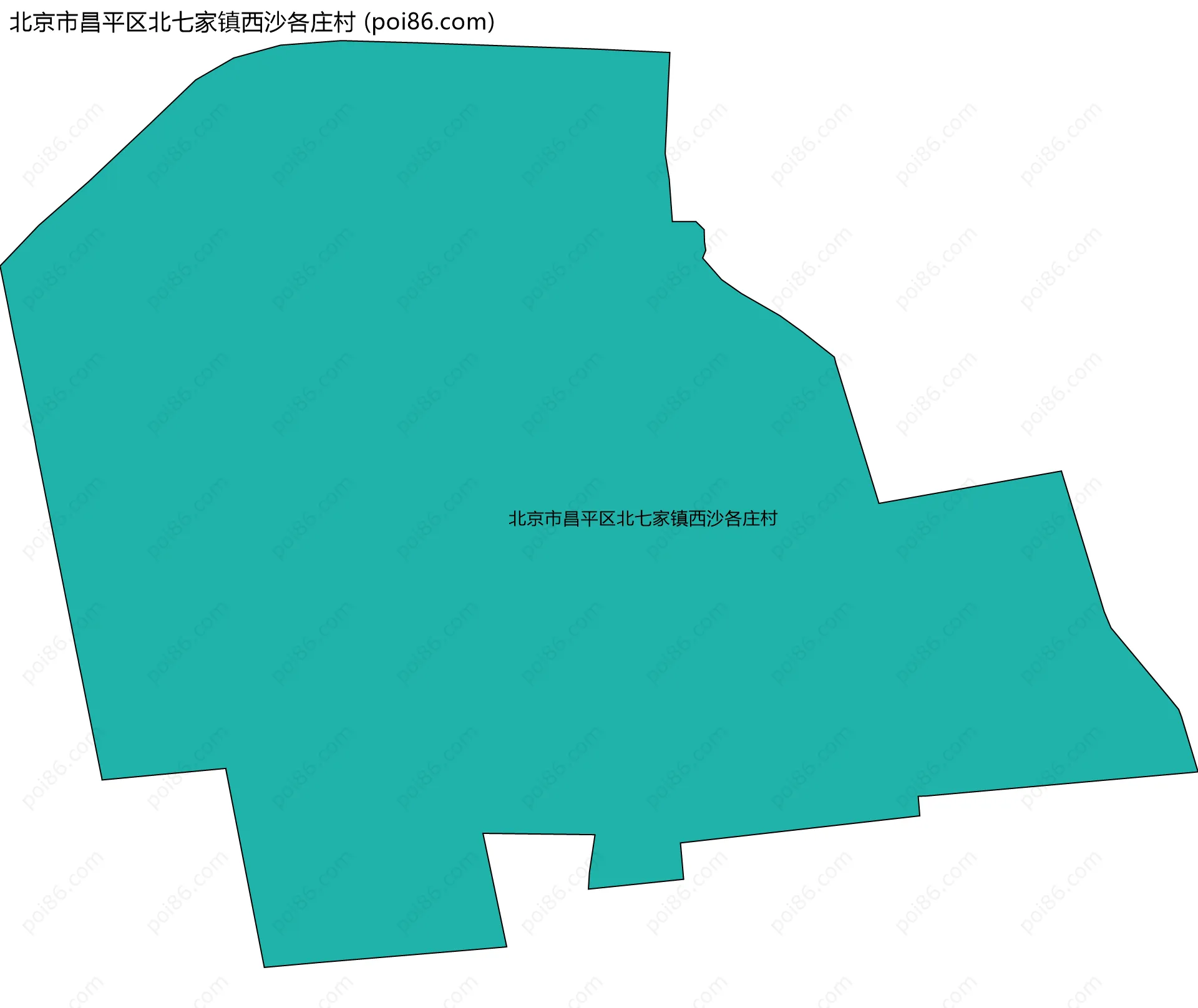 北京市昌平区北七家镇西沙各庄村边界地图