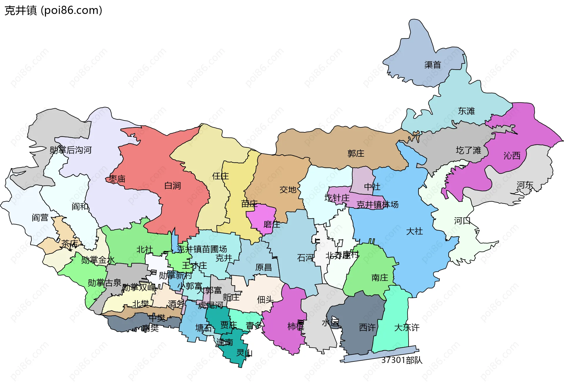 克井镇边界地图(五级行政区划)