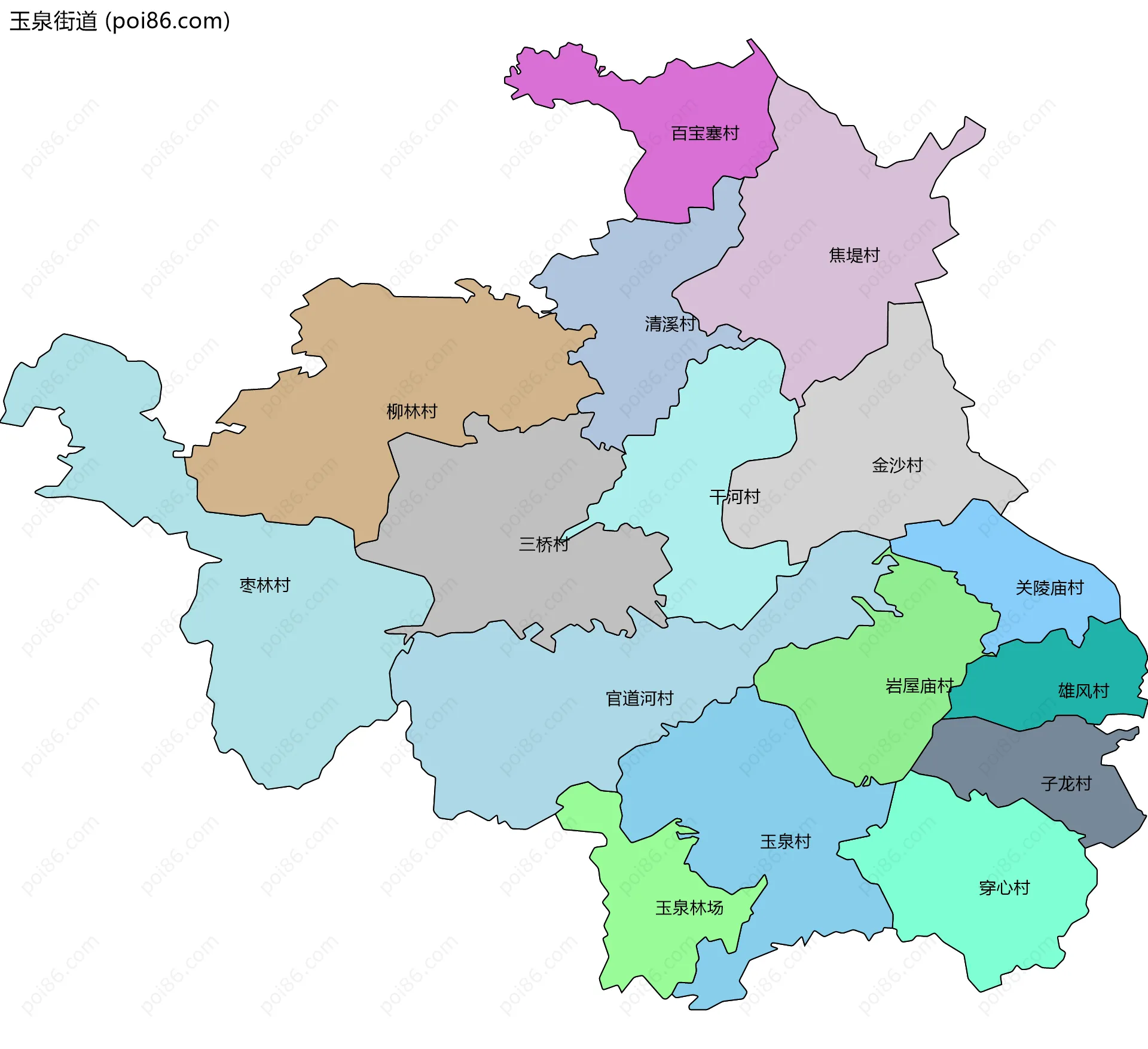玉泉街道边界地图(五级行政区划)