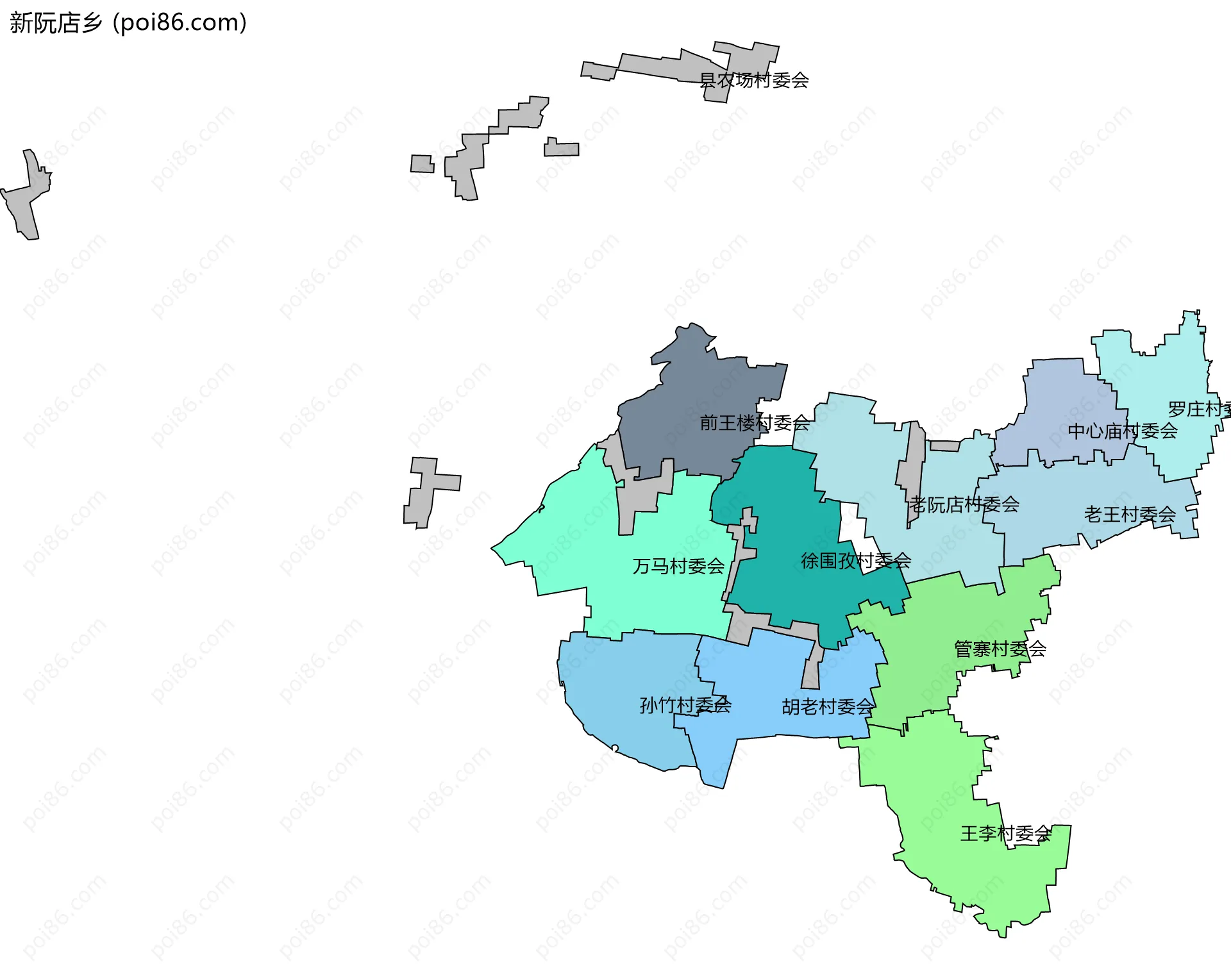 新阮店乡边界地图(五级行政区划)