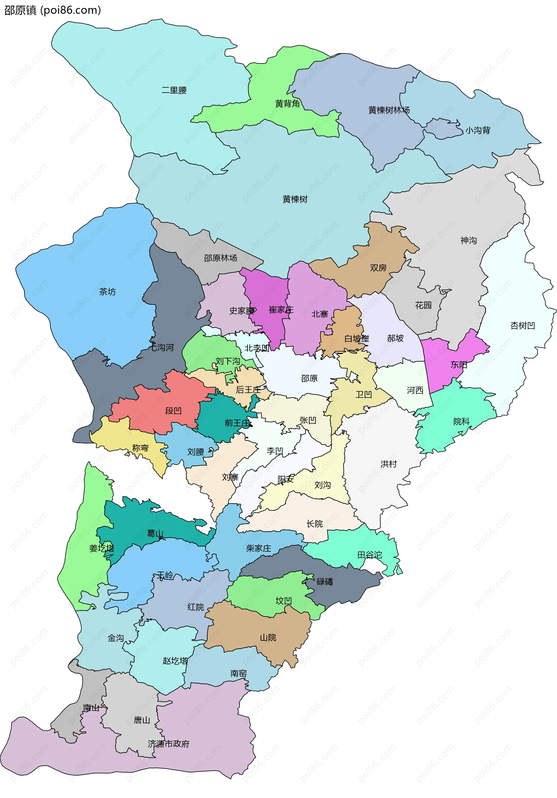 邵原镇边界地图(五级行政区划)