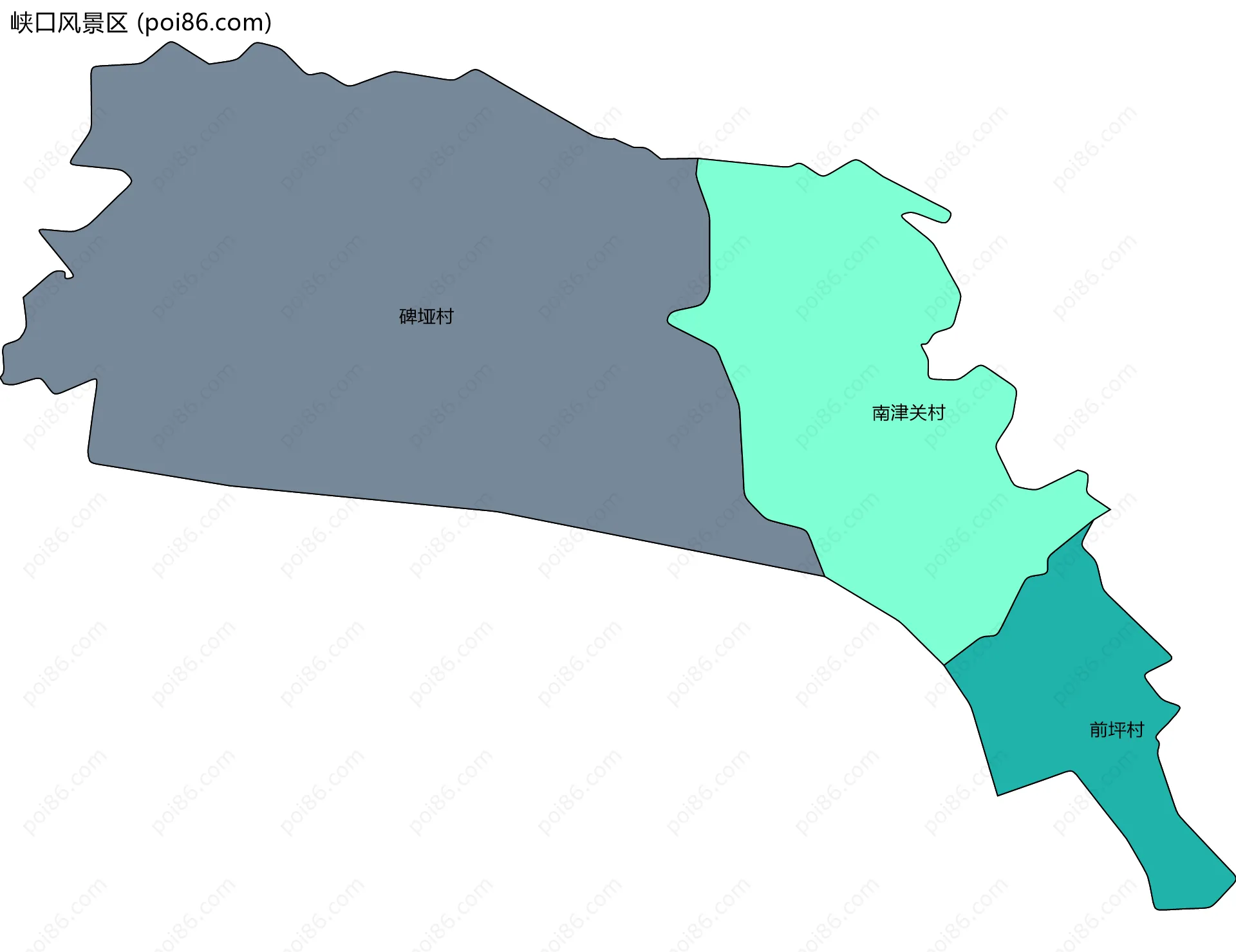 峡口风景区边界地图(五级行政区划)