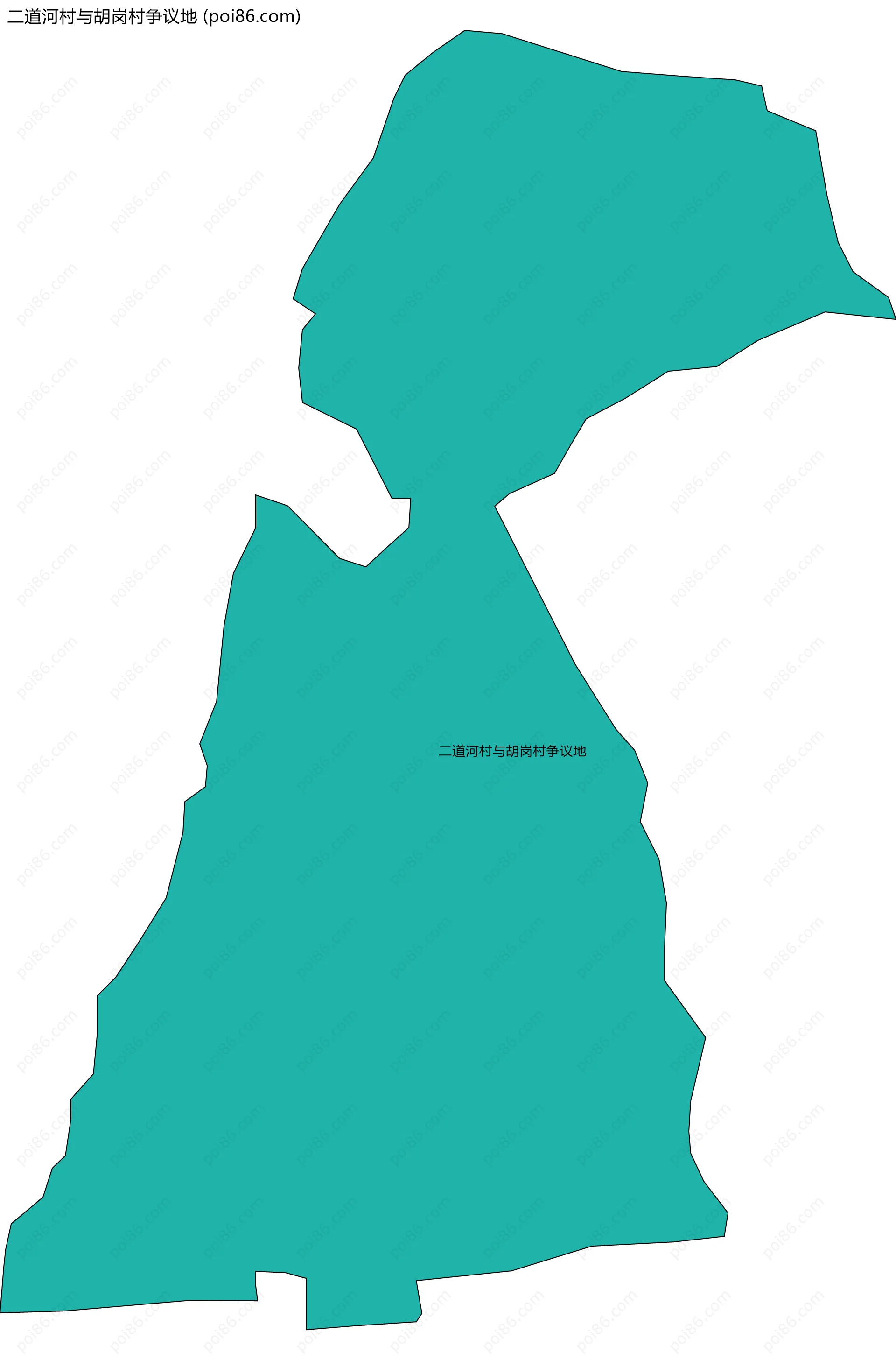 二道河村与胡岗村争议地边界地图