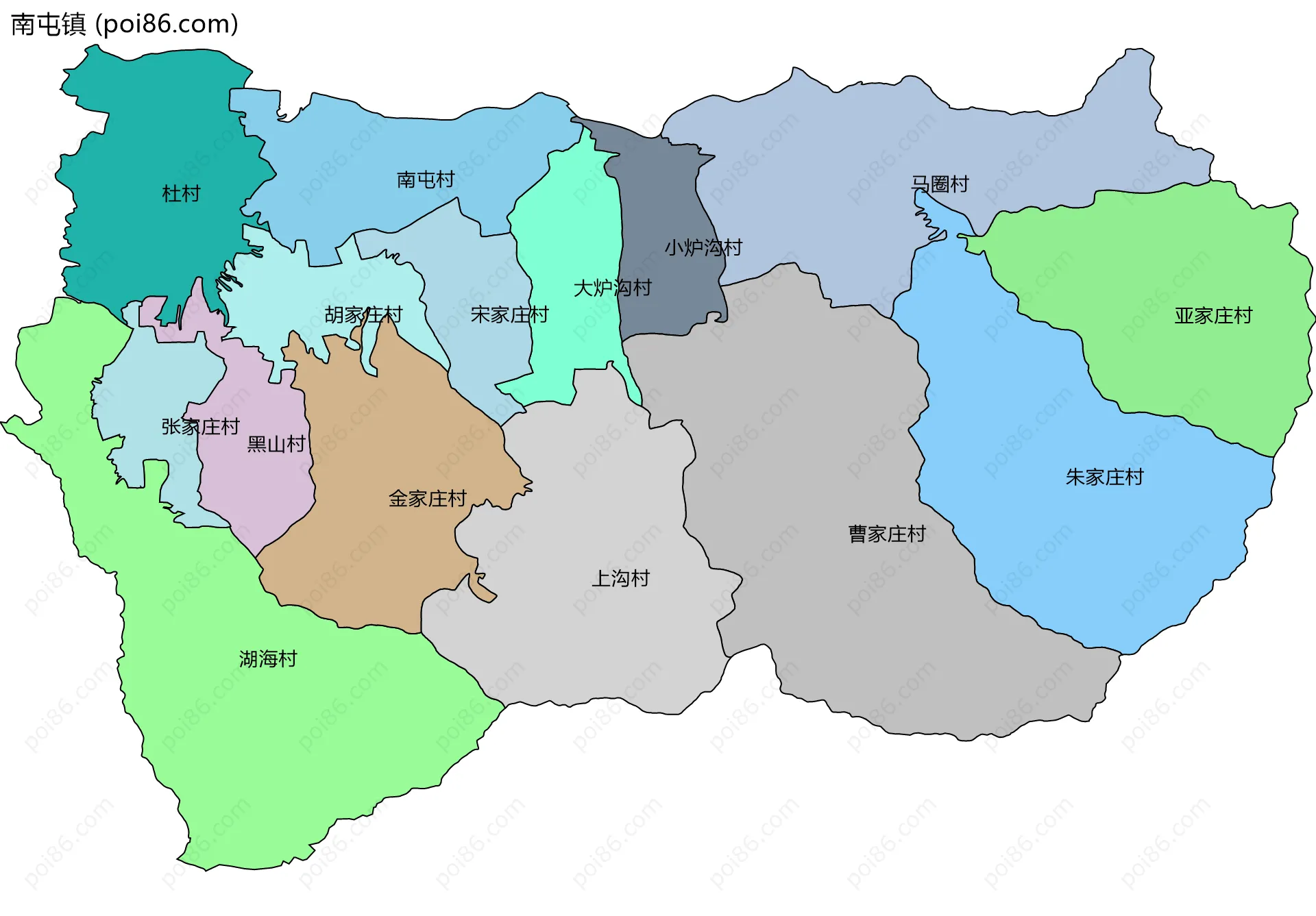 南屯镇边界地图(五级行政区划)