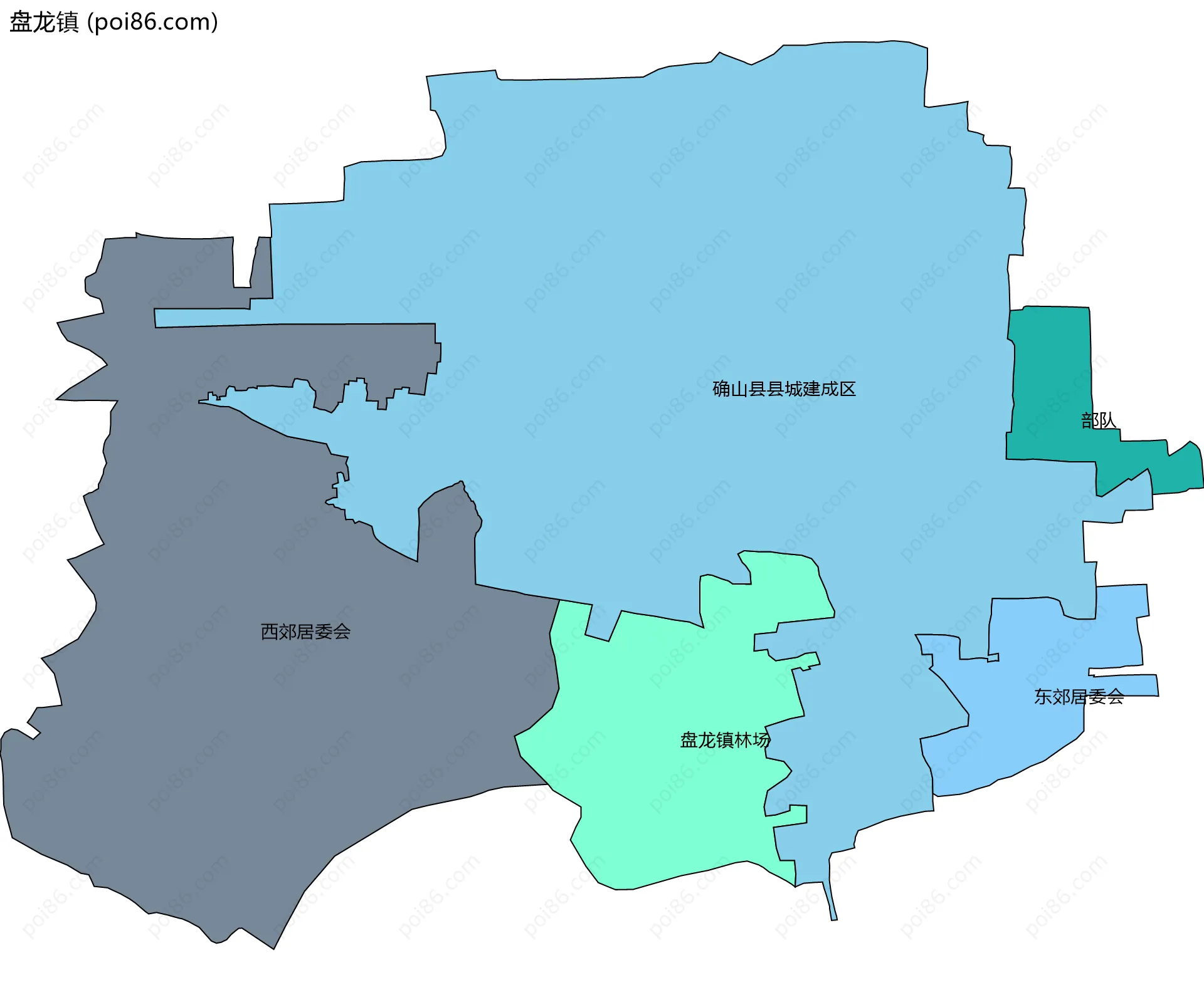 盘龙镇边界地图(五级行政区划)