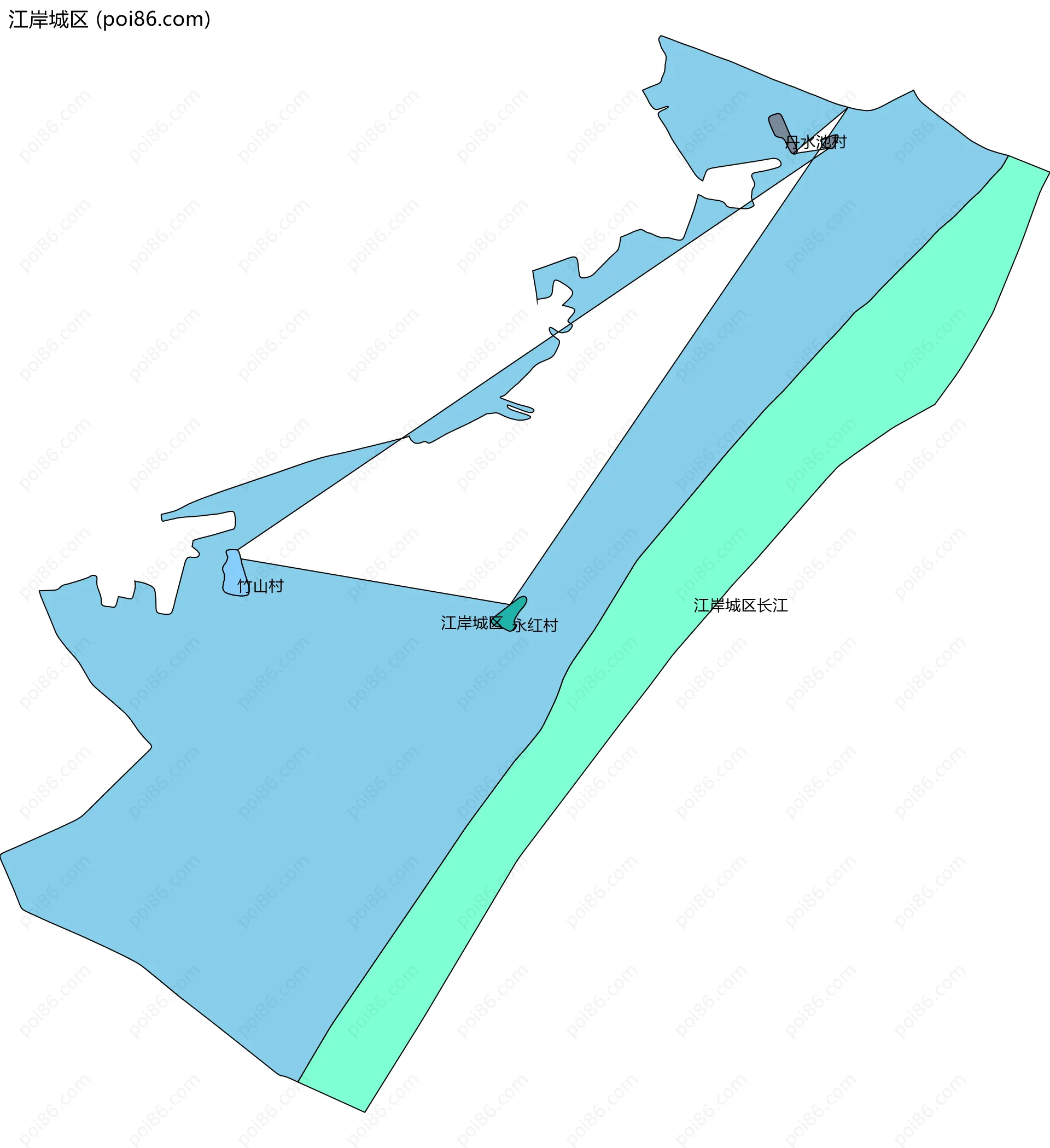江岸城区边界地图(五级行政区划)