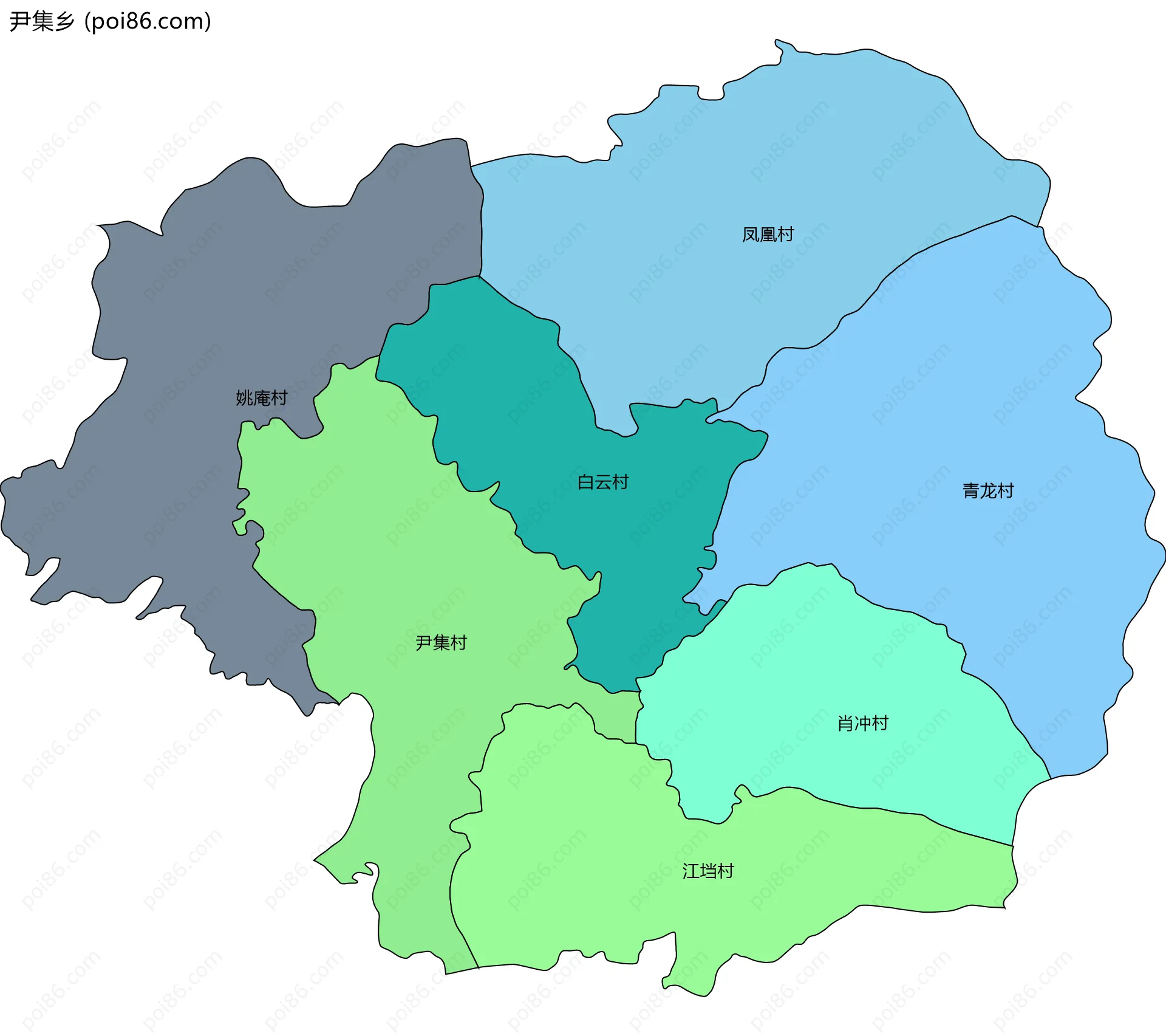 尹集乡边界地图(五级行政区划)