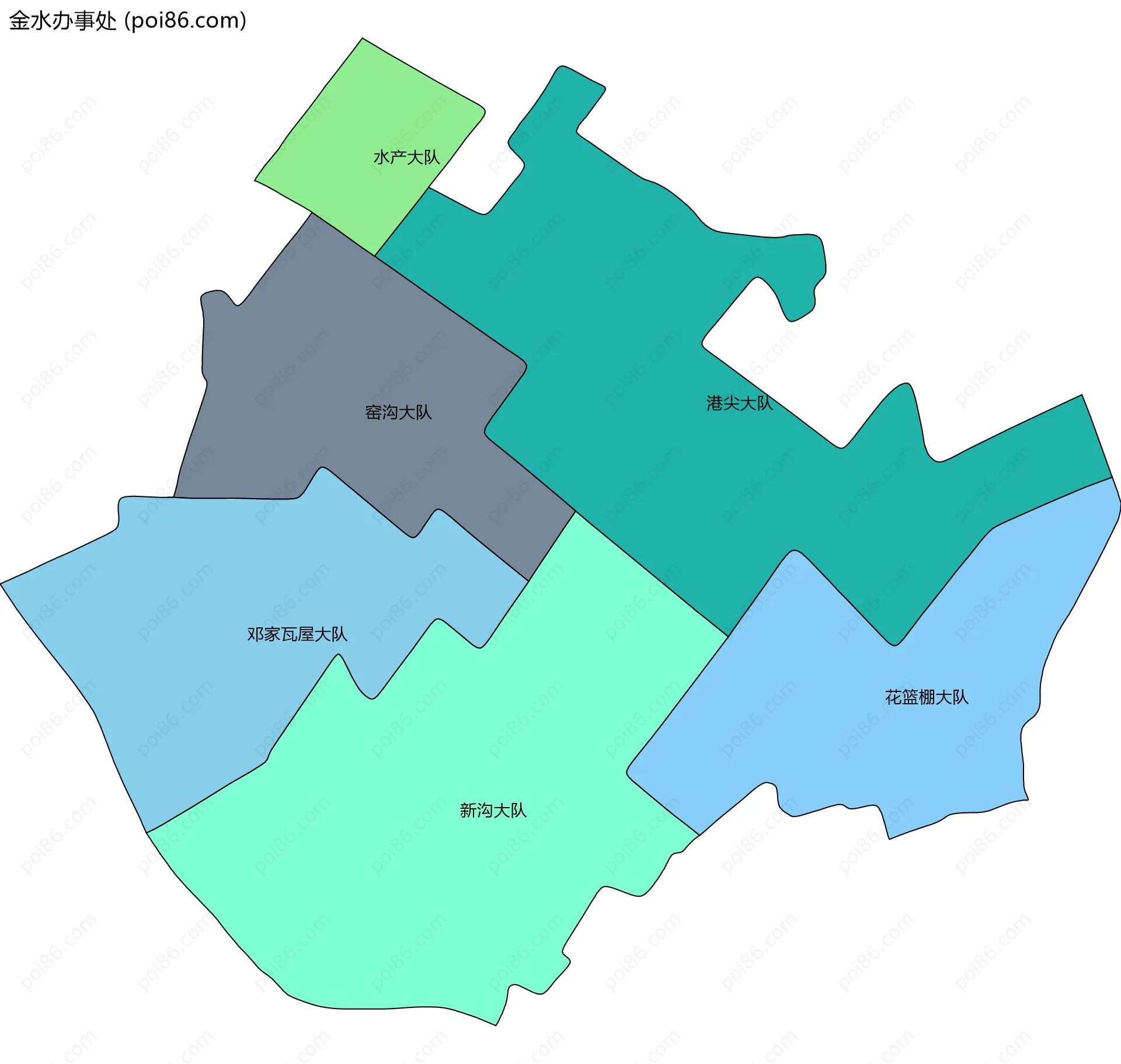 金水办事处边界地图(五级行政区划)