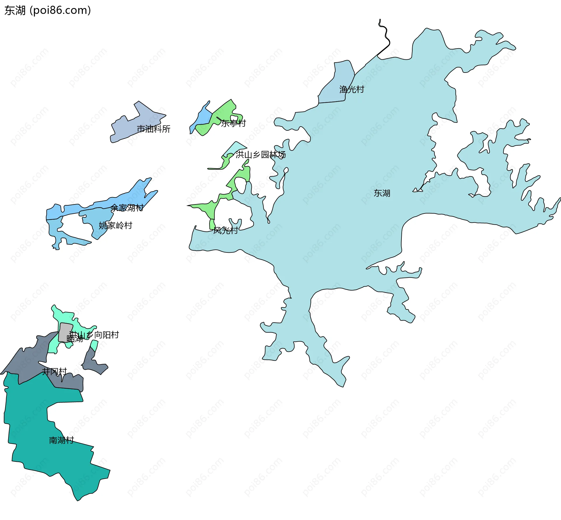 东湖边界地图(五级行政区划)
