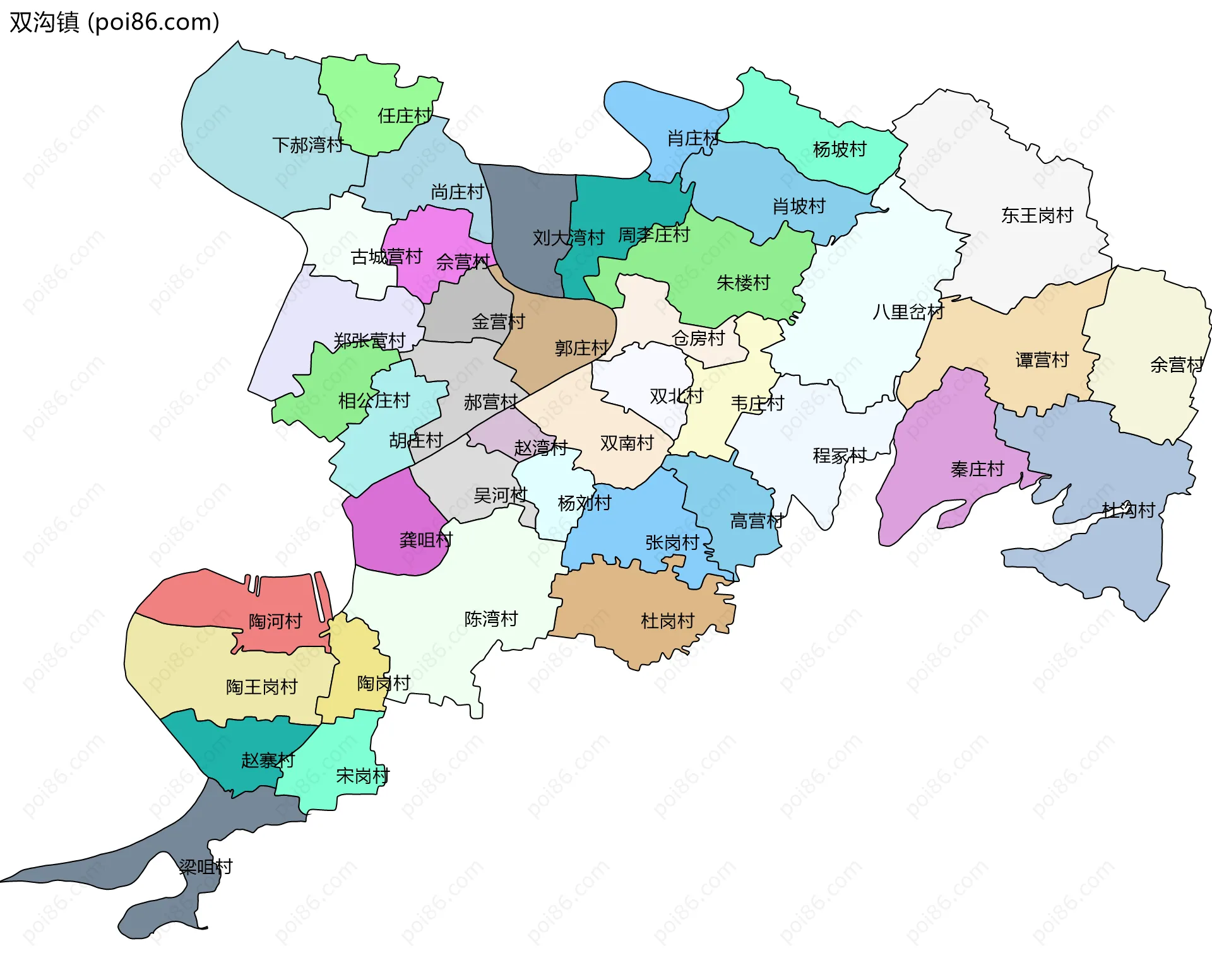 双沟镇边界地图(五级行政区划)