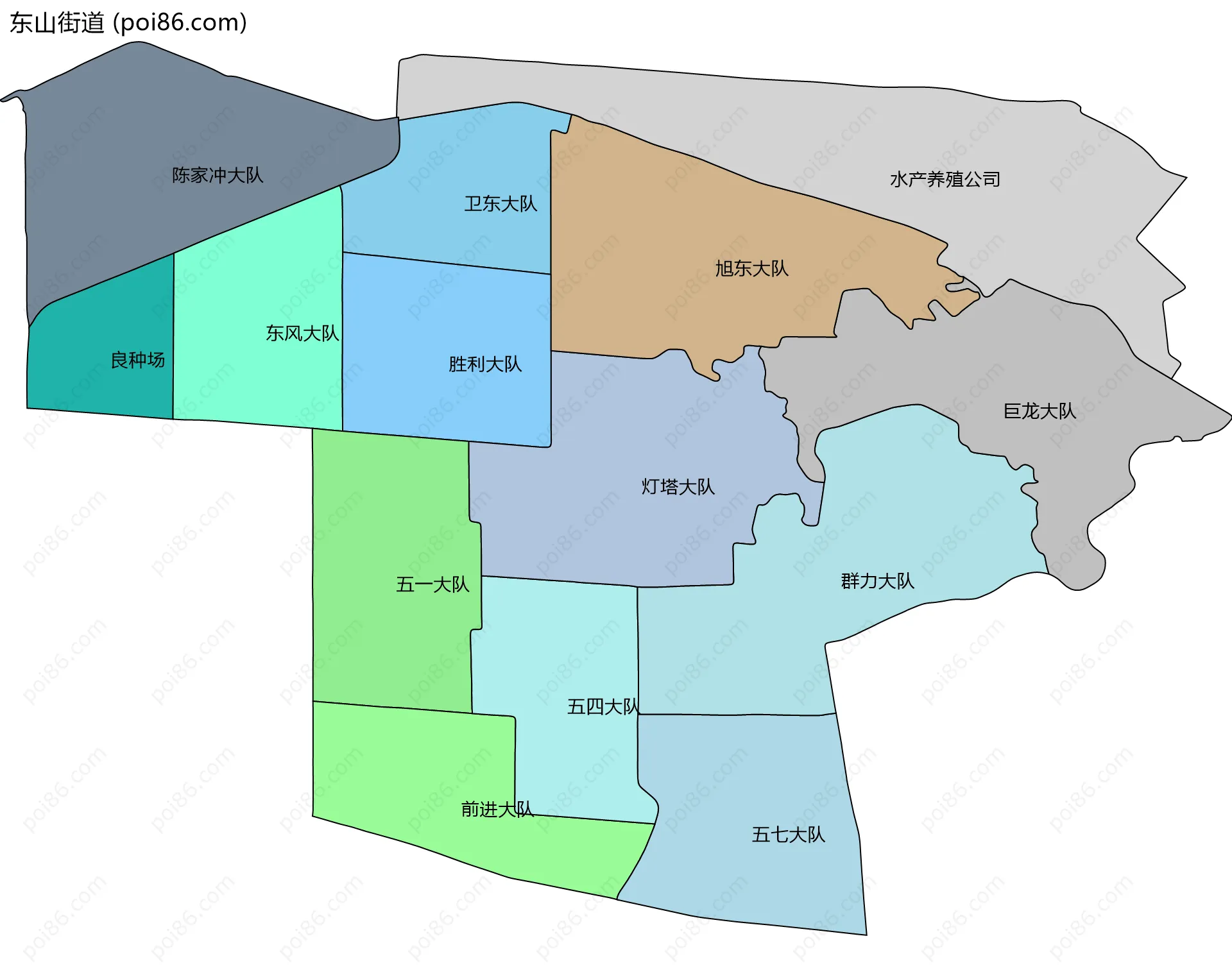 东山街道边界地图(五级行政区划)