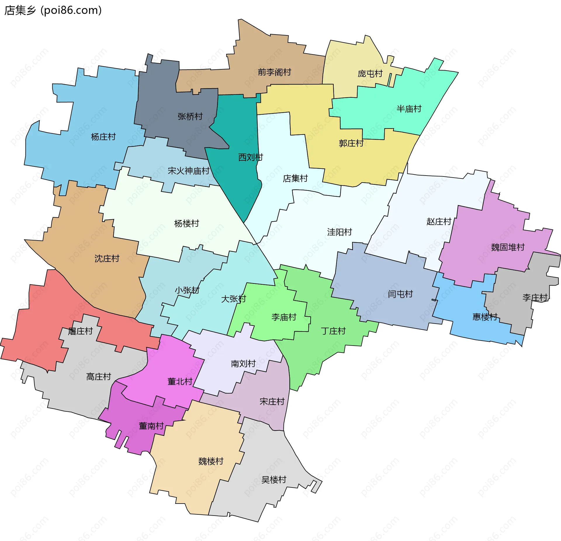 店集乡边界地图(五级行政区划)