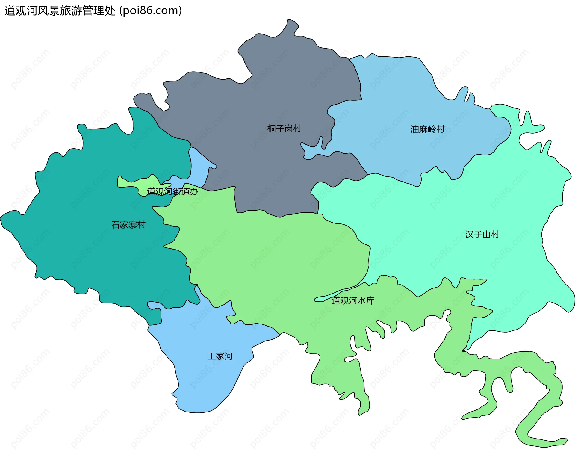 道观河风景旅游管理处边界地图(五级行政区划)