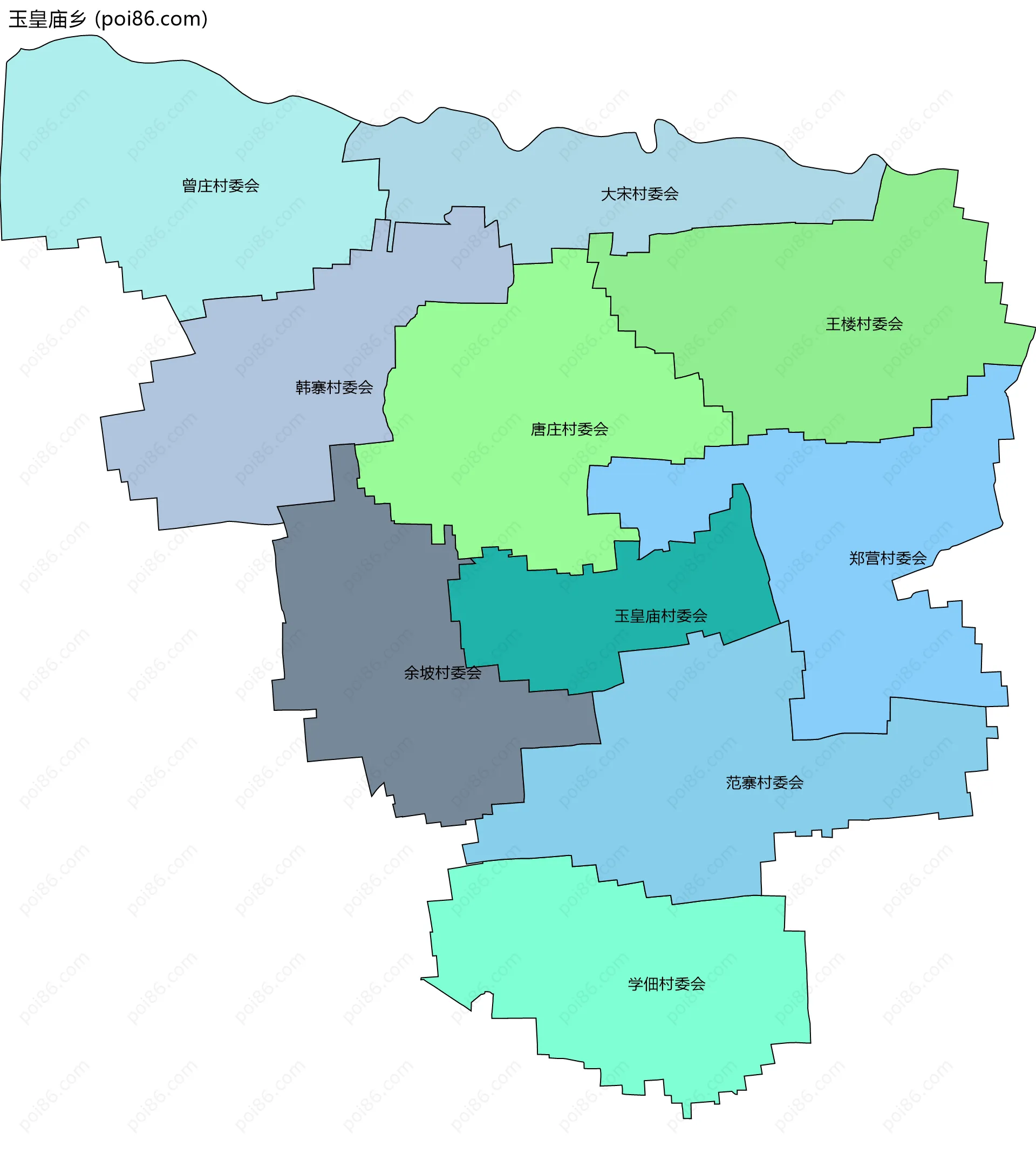 玉皇庙乡边界地图(五级行政区划)