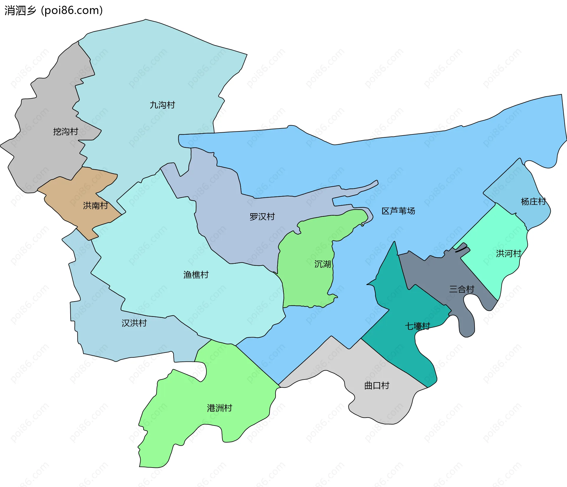 消泗乡边界地图(五级行政区划)
