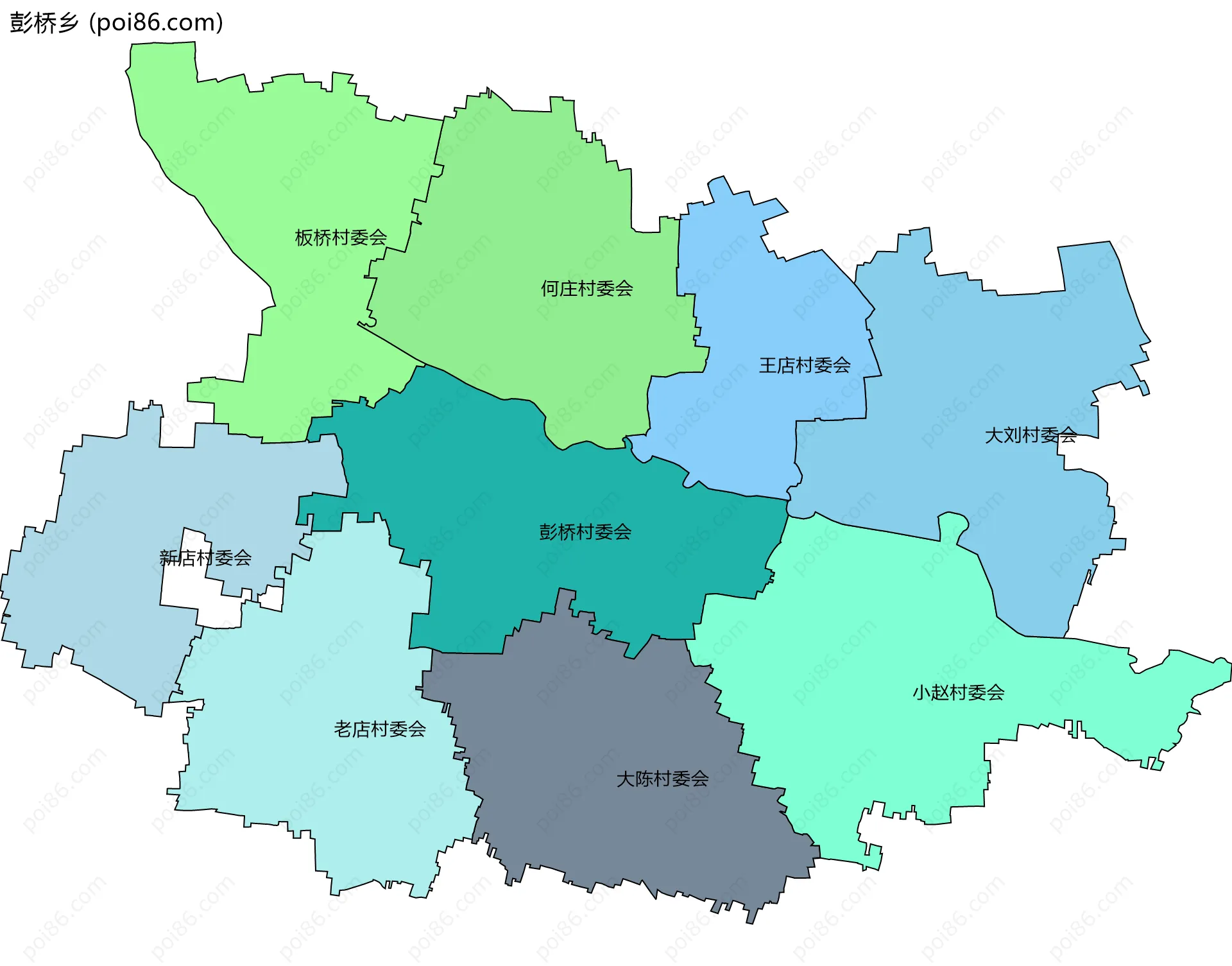 彭桥乡边界地图(五级行政区划)