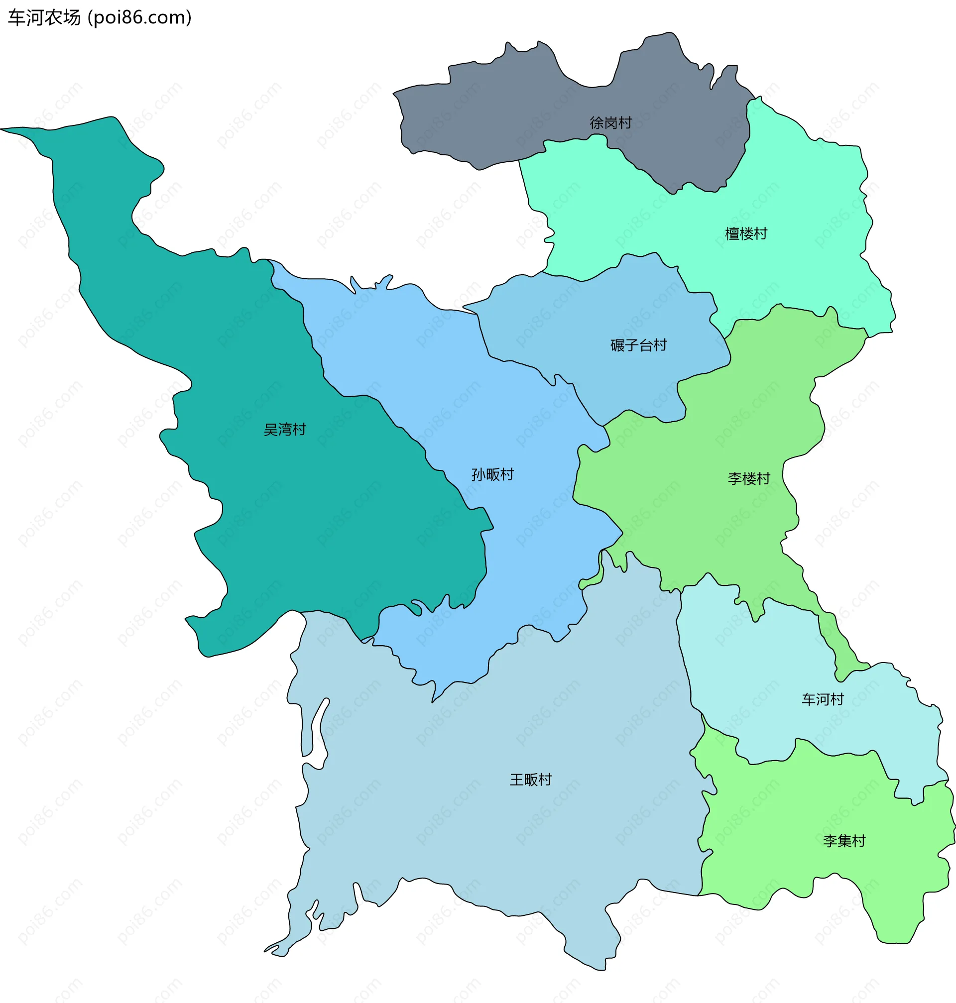 车河农场边界地图(五级行政区划)