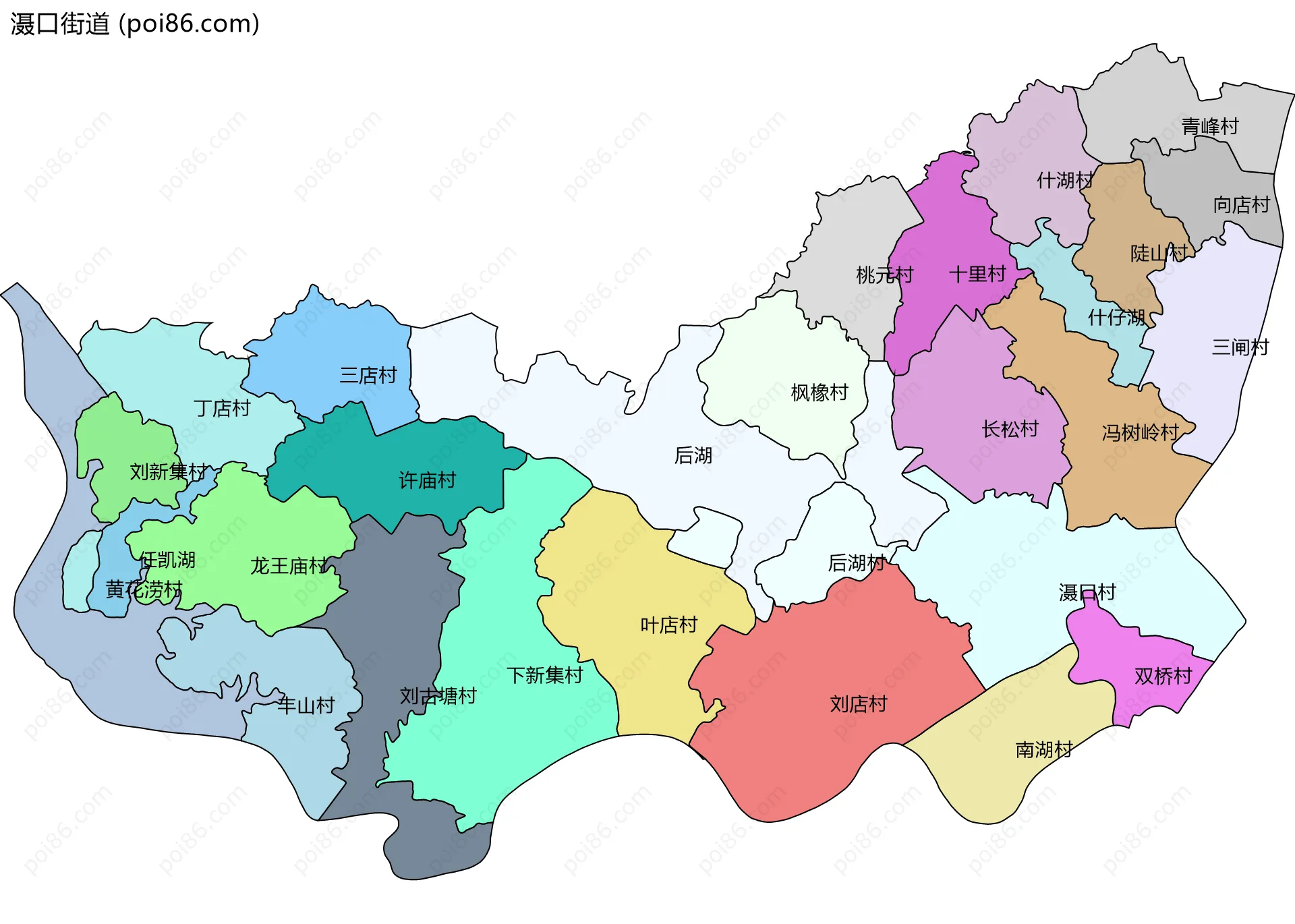 滠口街道边界地图(五级行政区划)