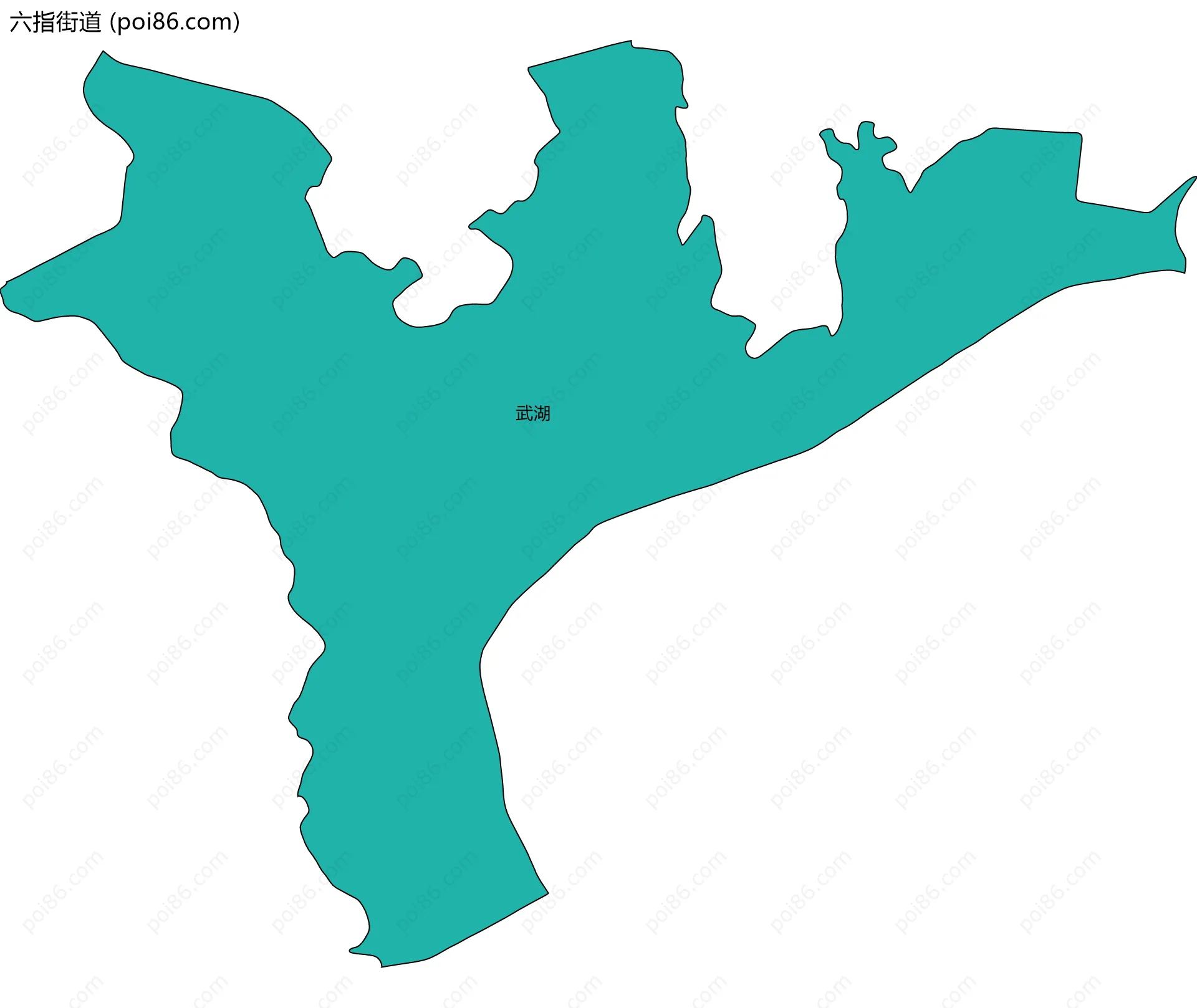 六指街道边界地图(五级行政区划)