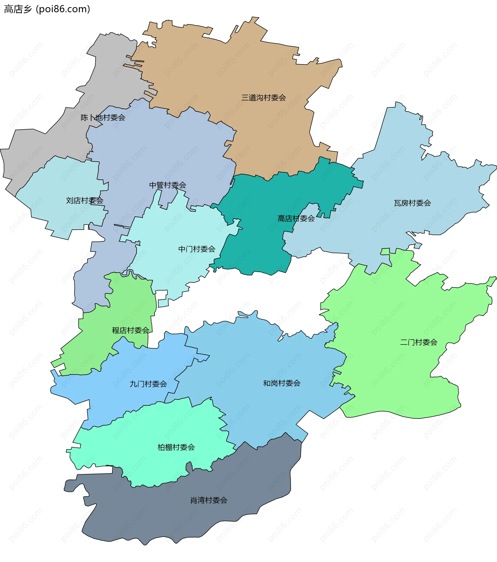 高店乡边界地图(五级行政区划)