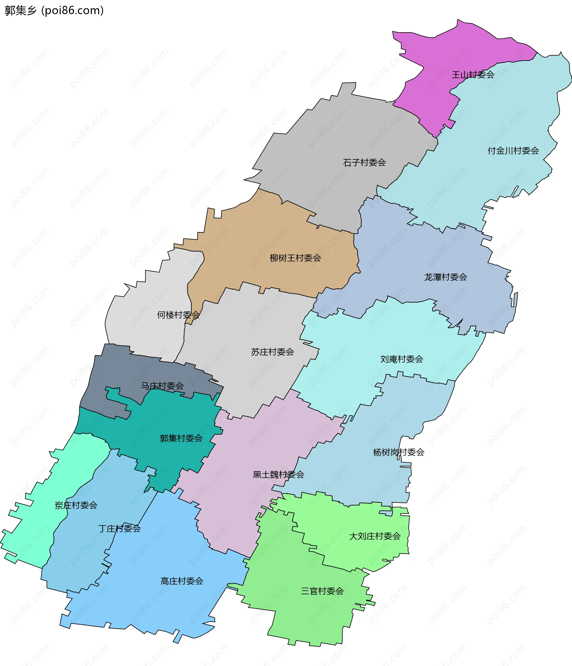 郭集乡边界地图(五级行政区划)