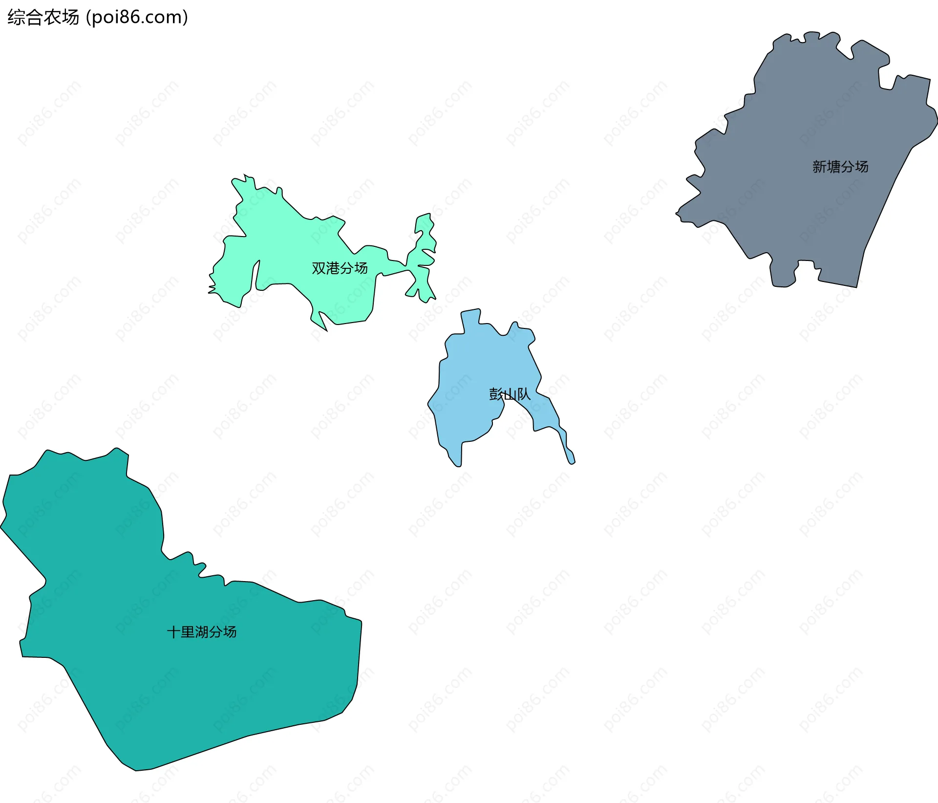综合农场边界地图(五级行政区划)