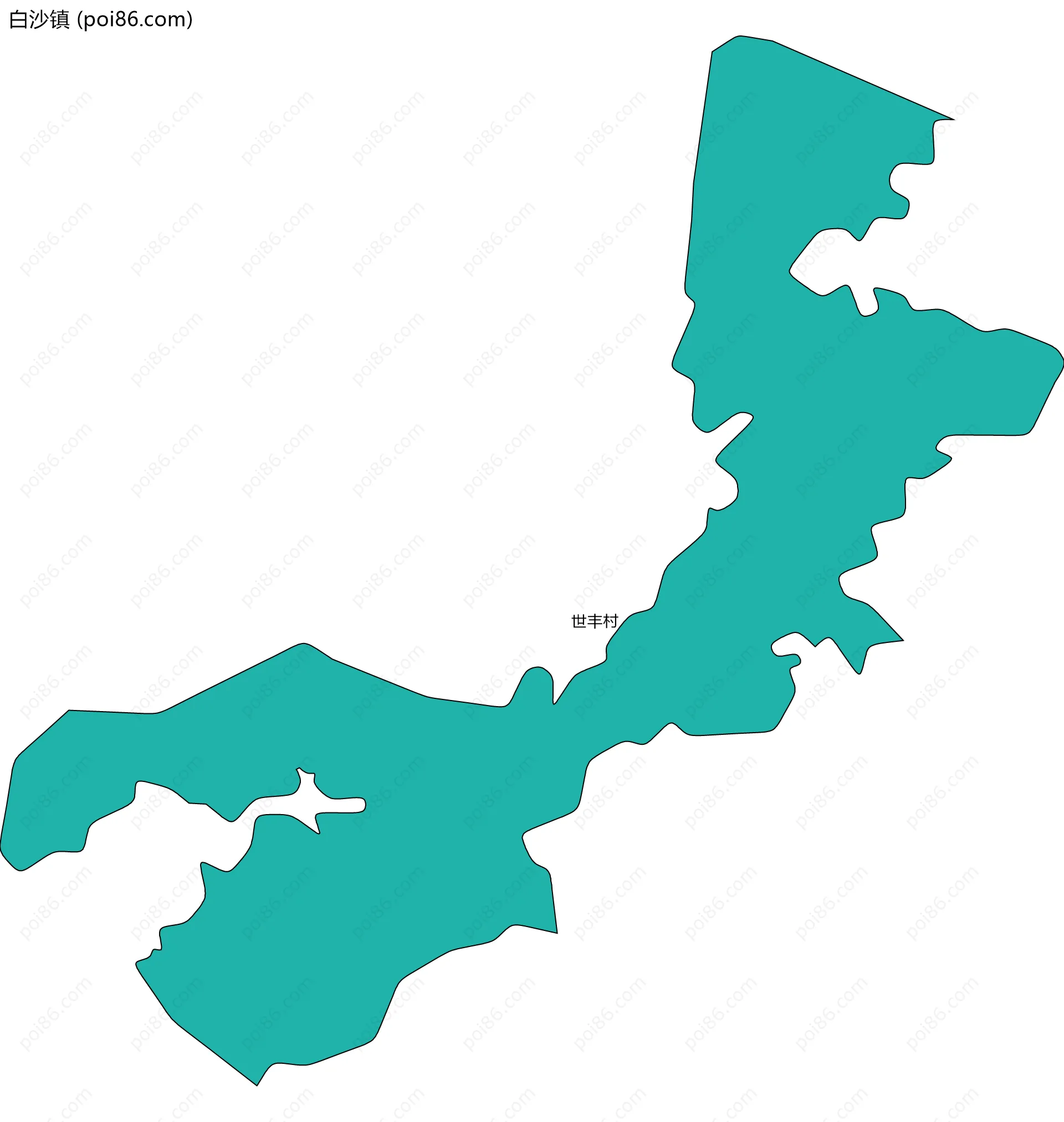 白沙镇边界地图(五级行政区划)