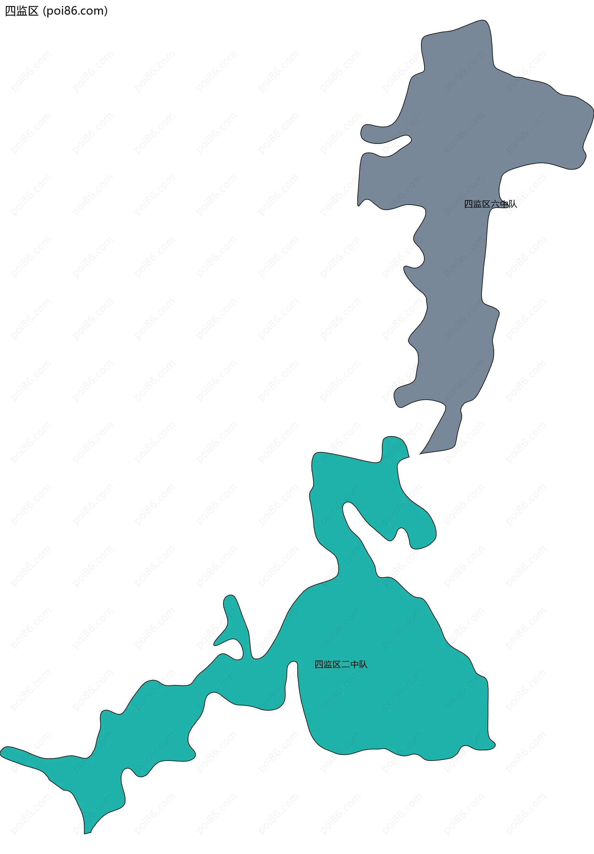 四监区边界地图(五级行政区划)