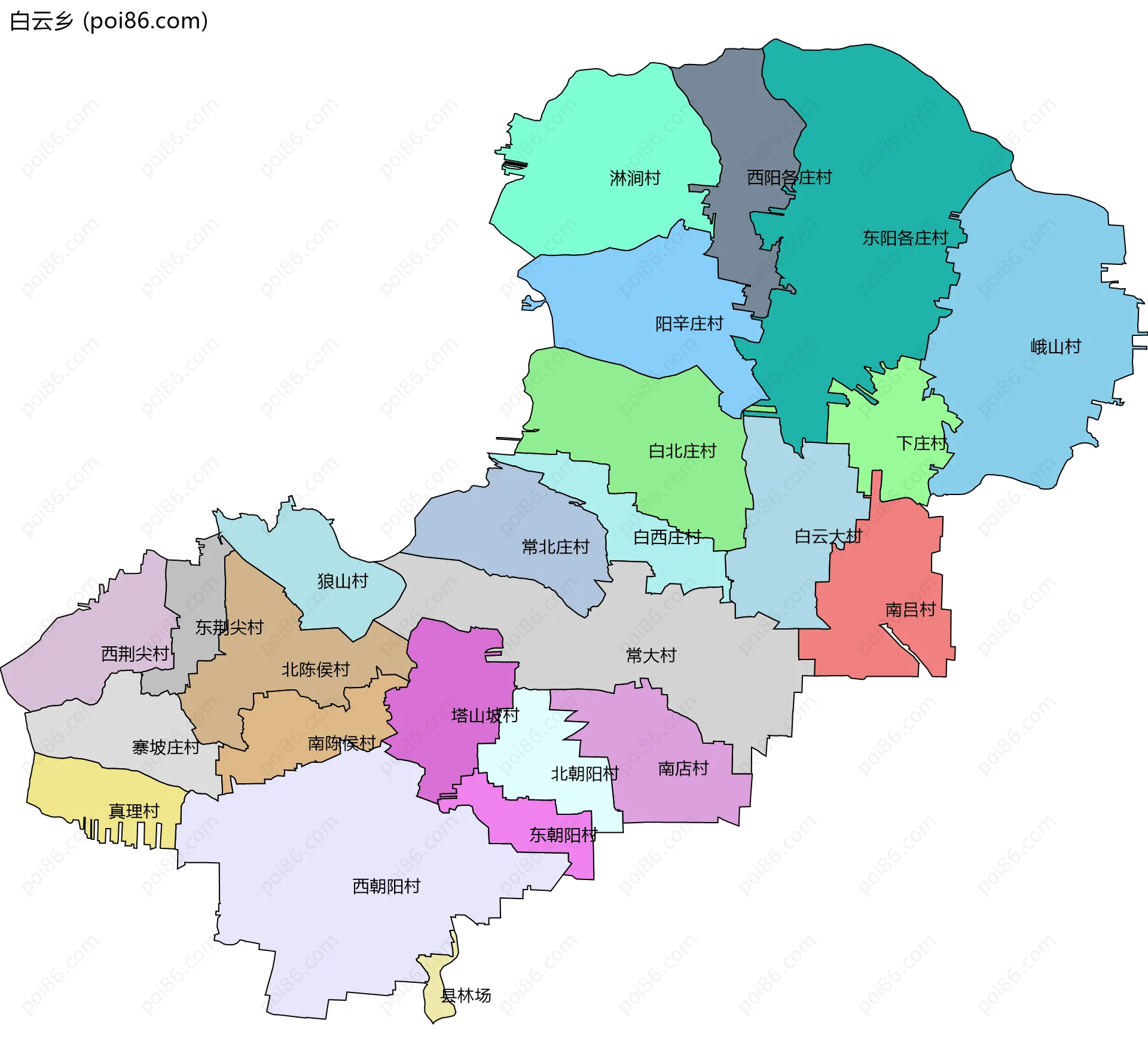 白云乡边界地图(五级行政区划)