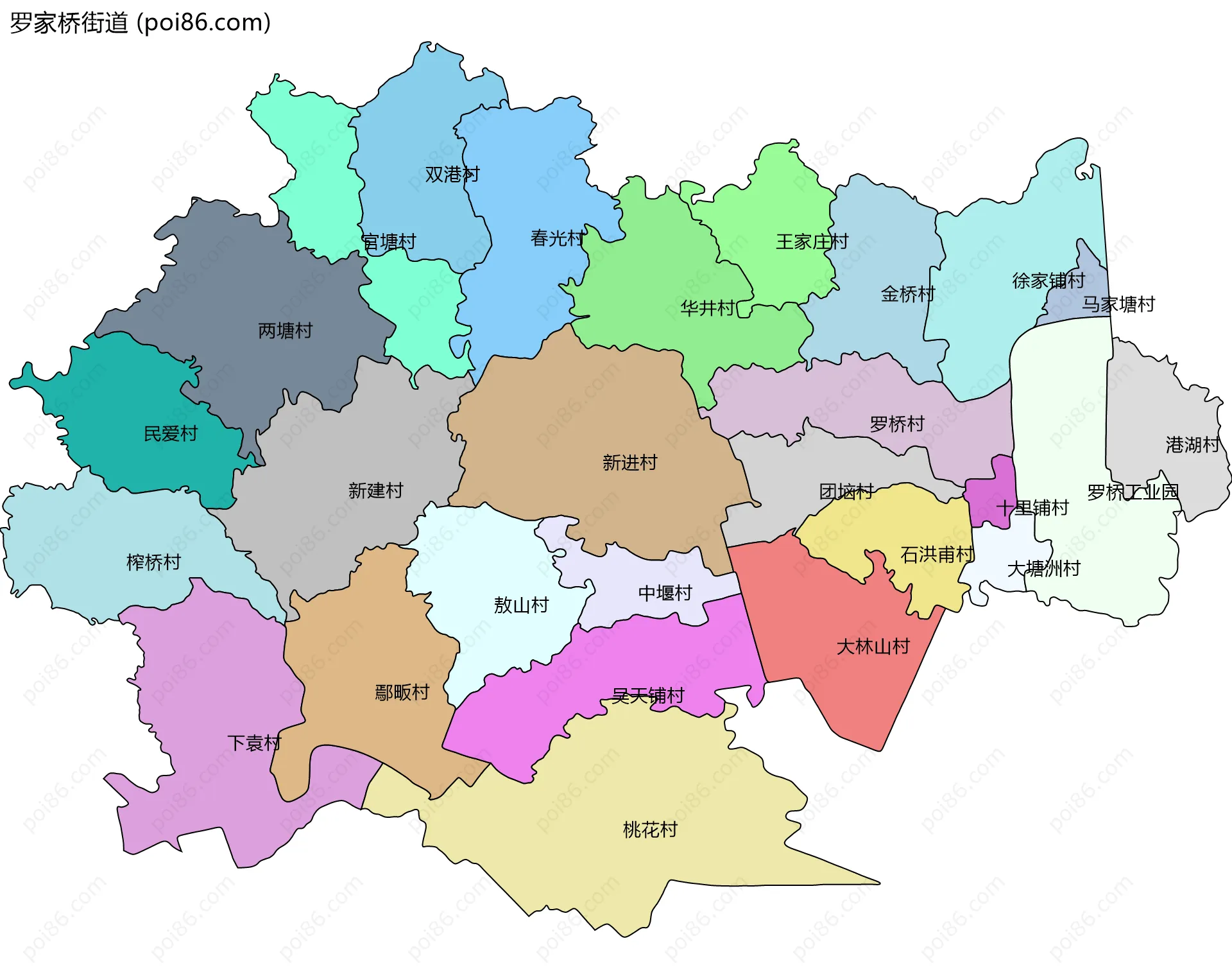 罗家桥街道边界地图(五级行政区划)