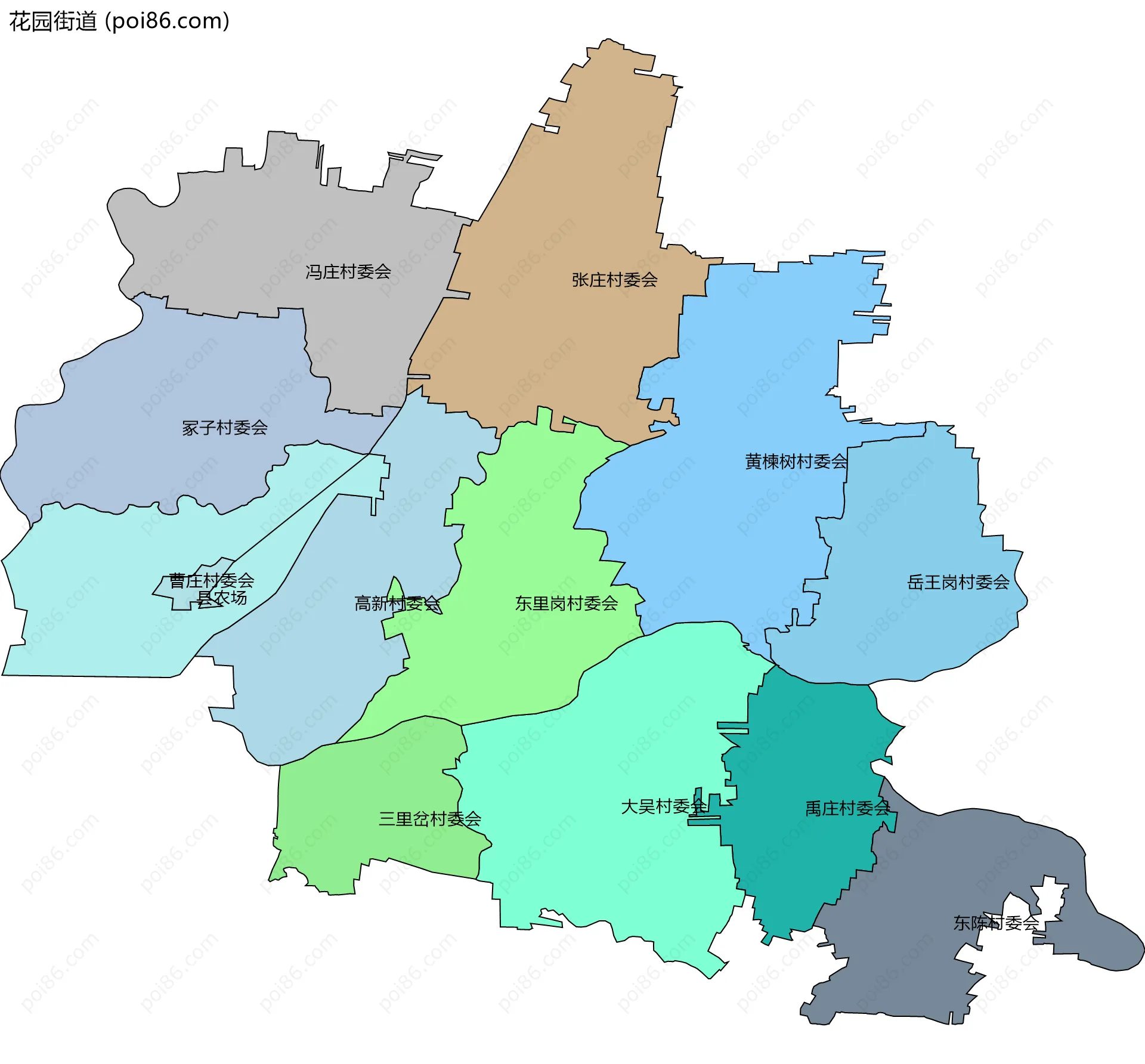 花园街道边界地图(五级行政区划)