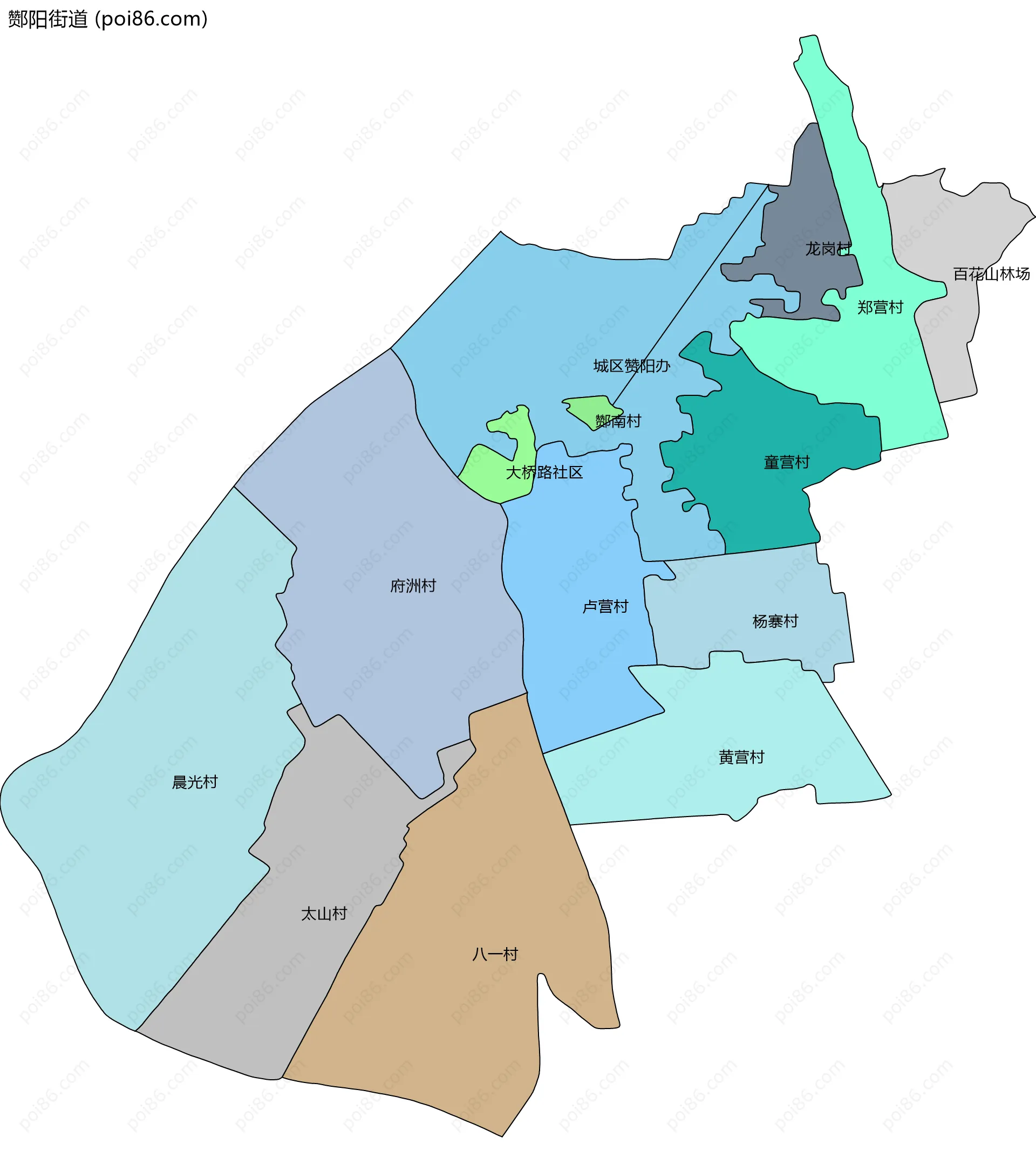 酂阳街道边界地图(五级行政区划)