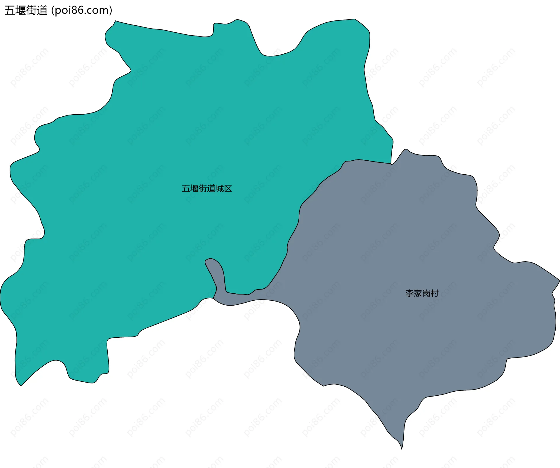 五堰街道边界地图(五级行政区划)