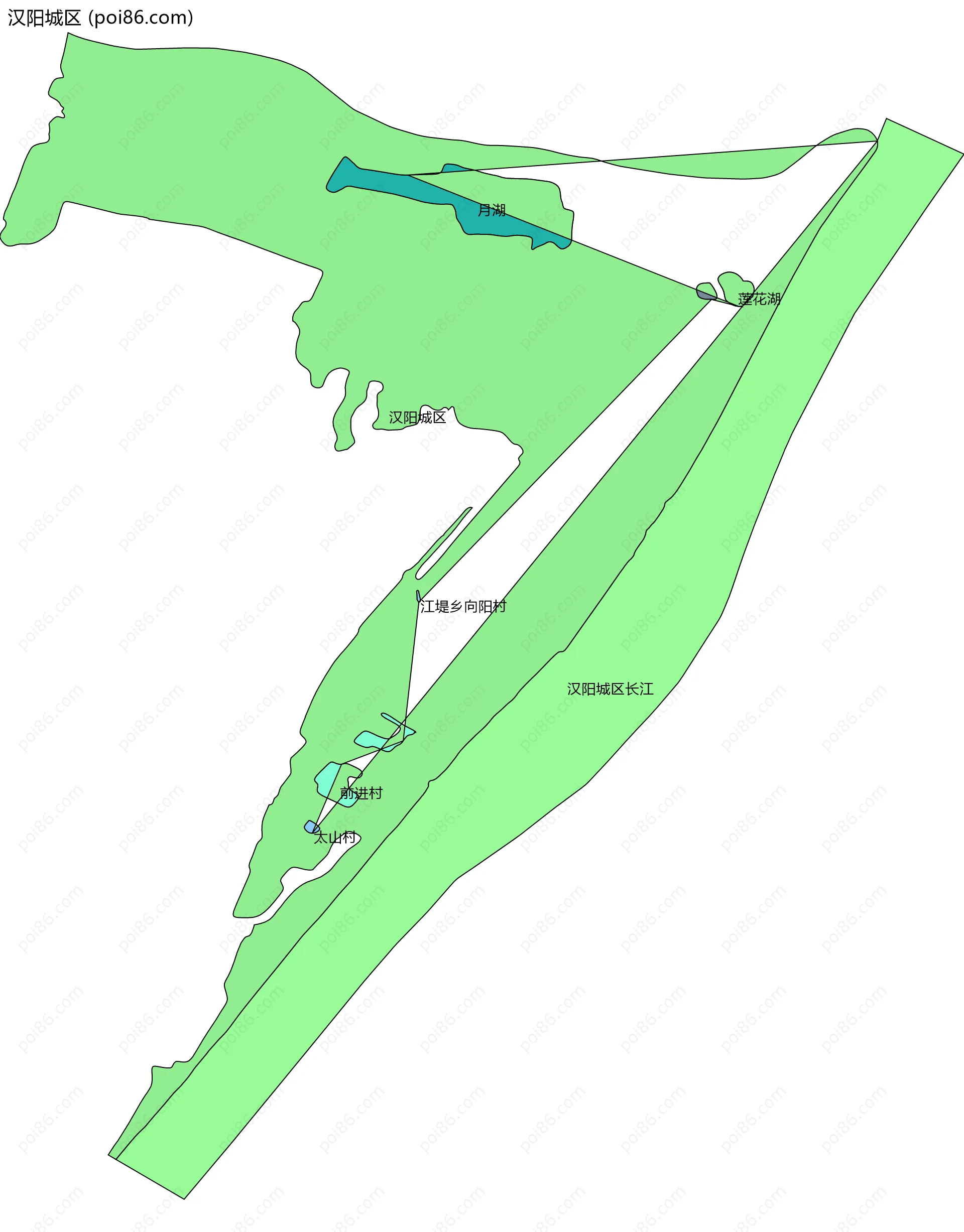 汉阳城区边界地图(五级行政区划)