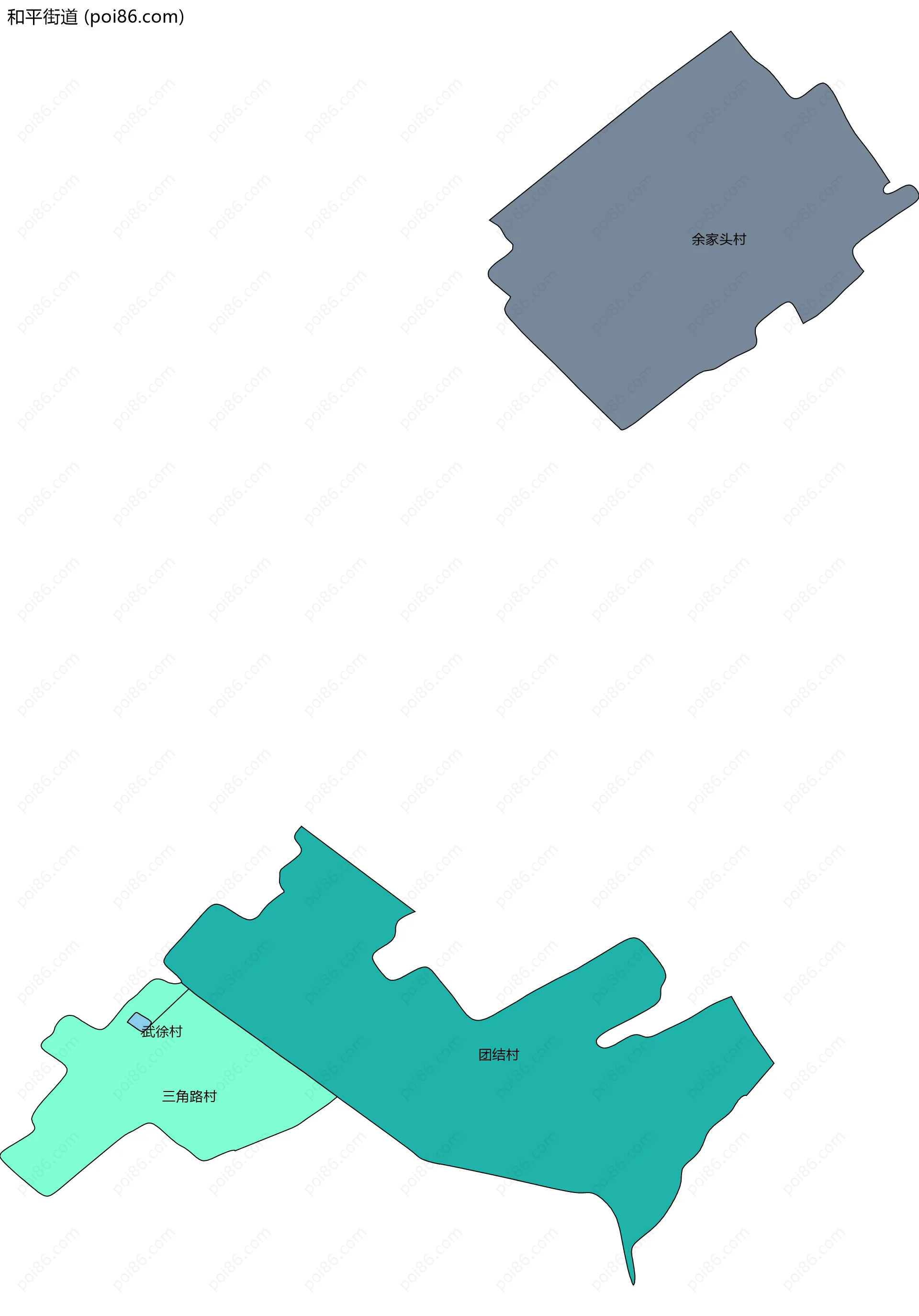 和平街道边界地图(五级行政区划)