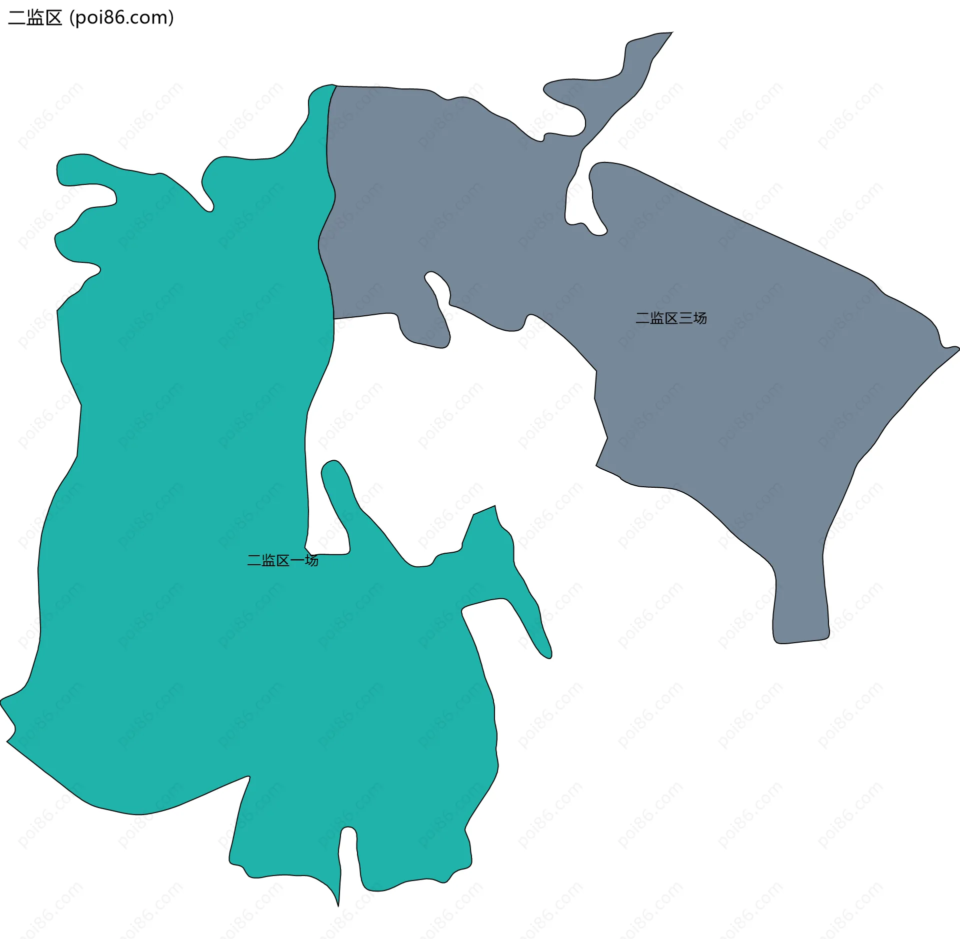 二监区边界地图(五级行政区划)