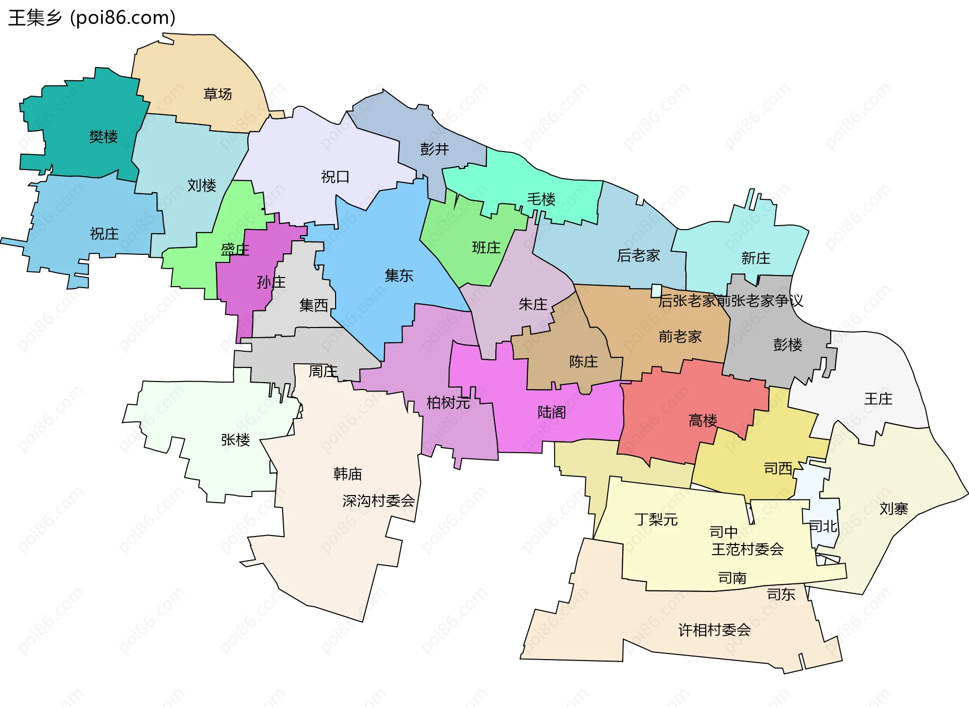 王集乡边界地图(五级行政区划)