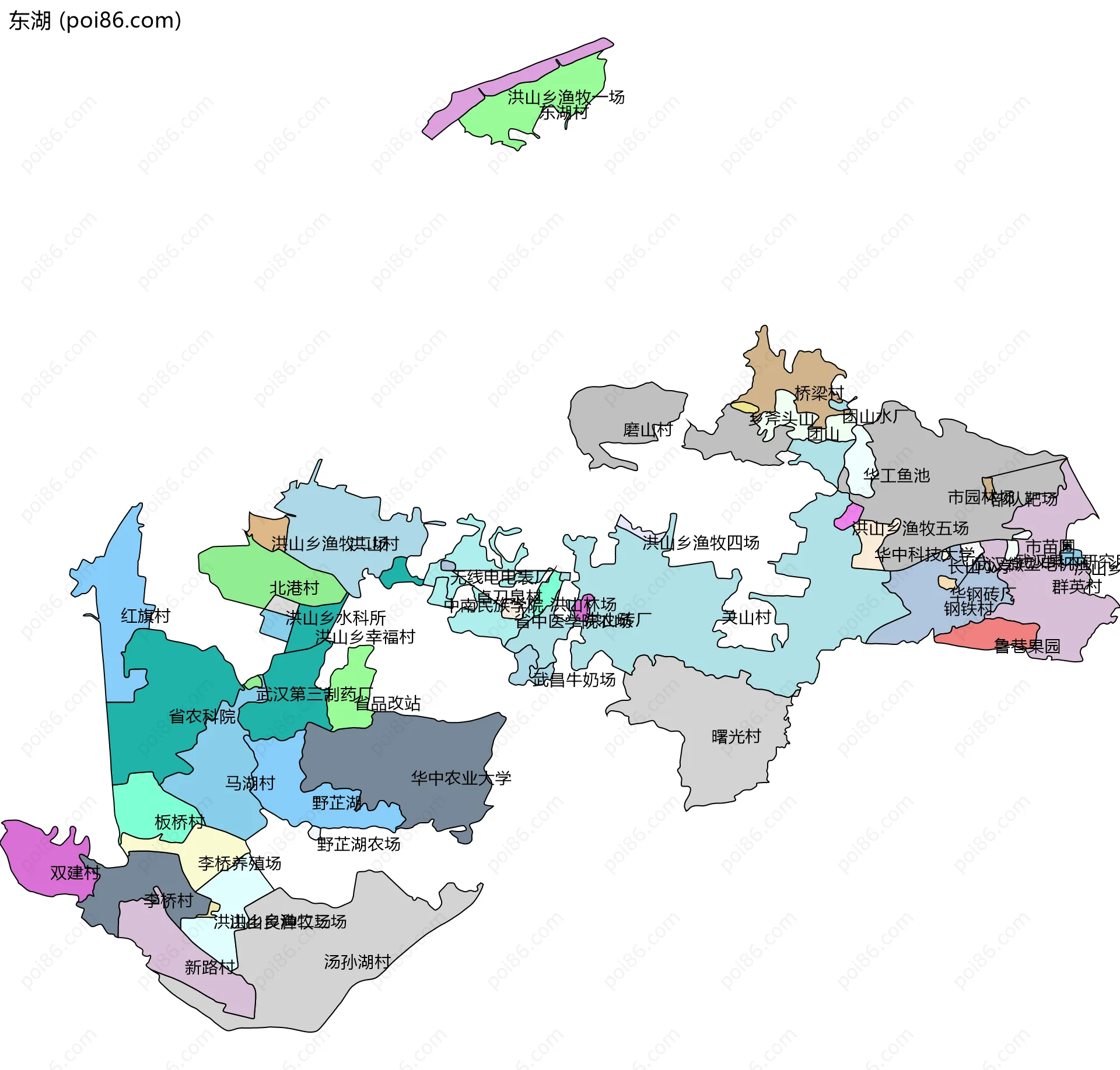 东湖边界地图(五级行政区划)