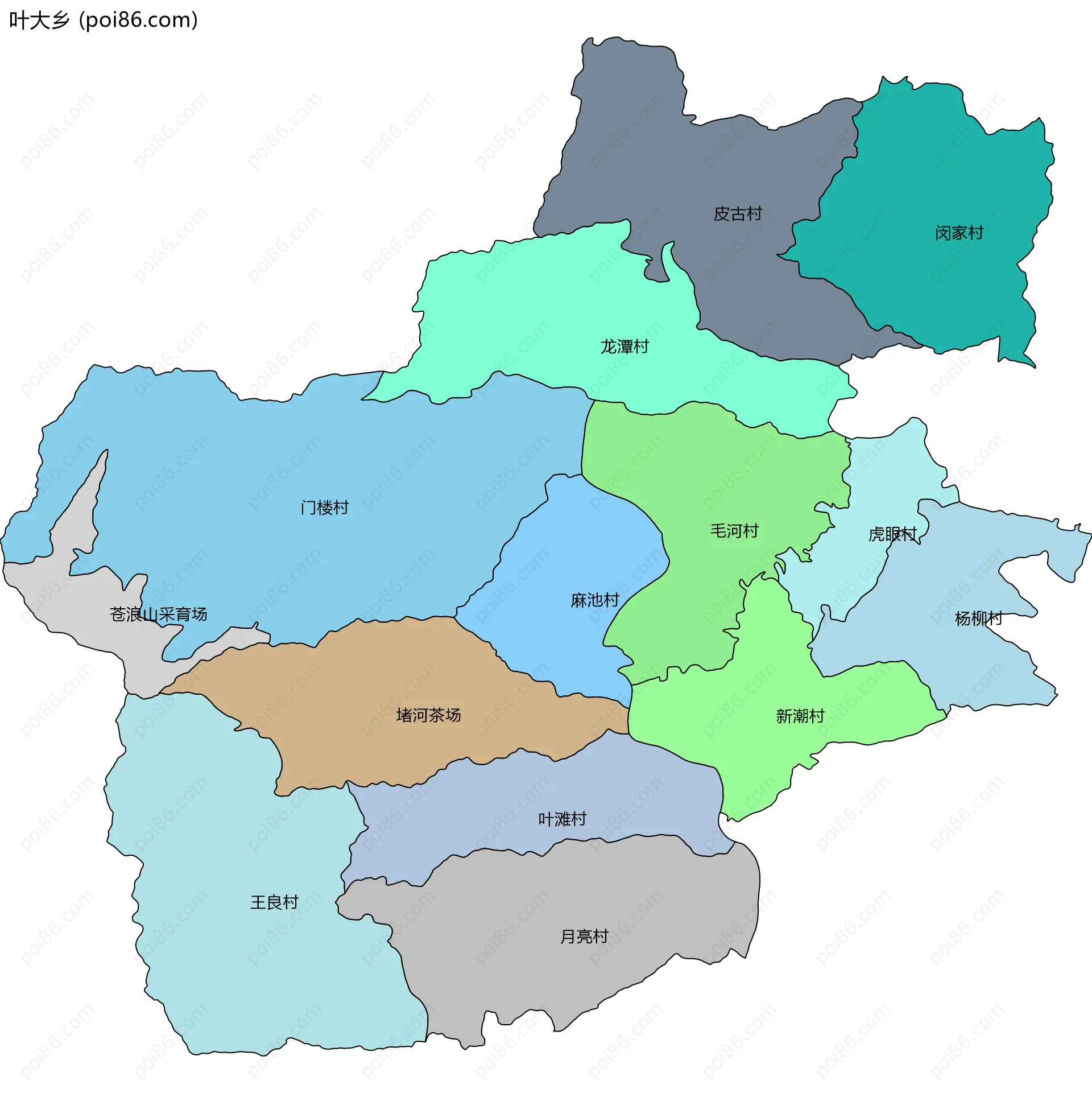 叶大乡边界地图(五级行政区划)