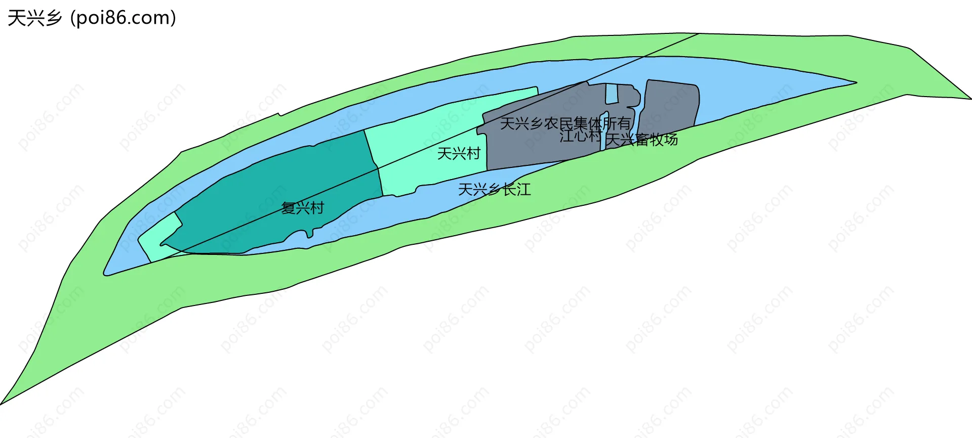 天兴乡边界地图(五级行政区划)
